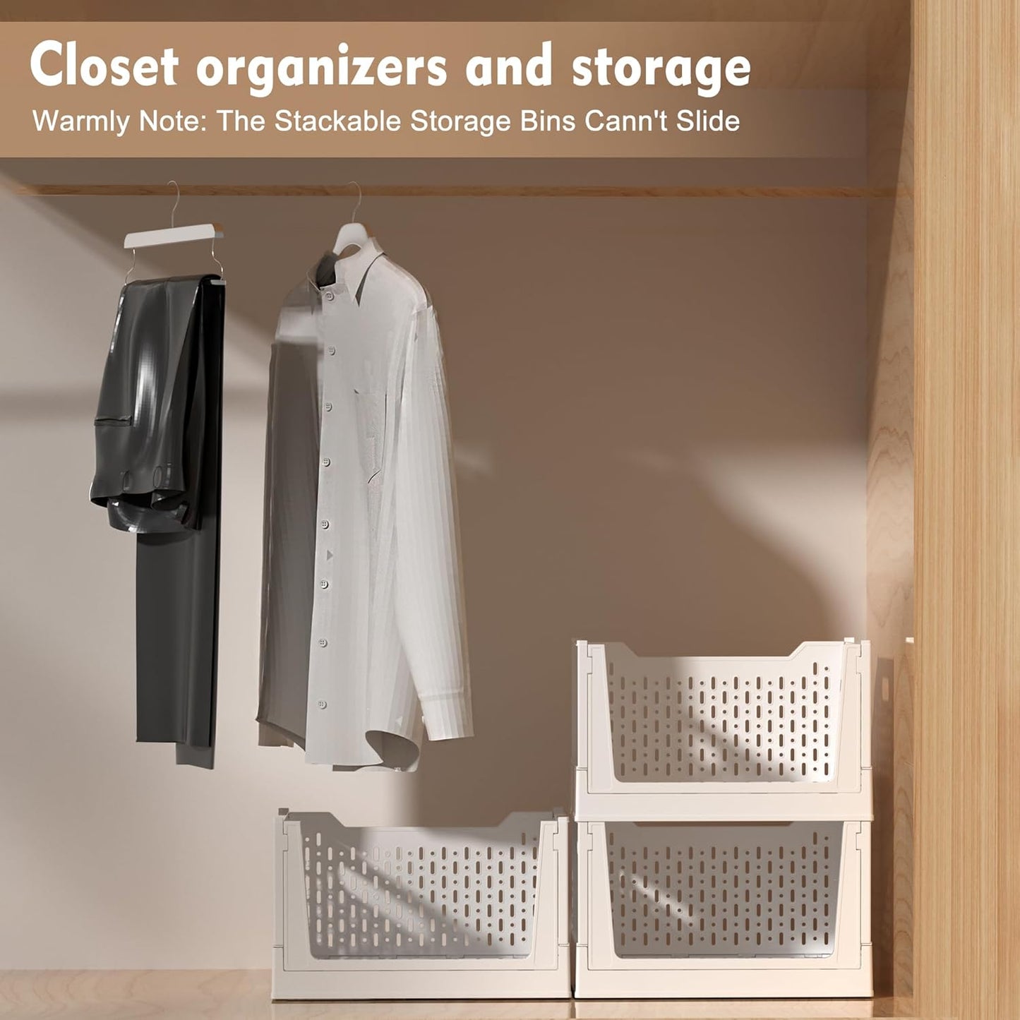 Stackable Plastic Storage Baskets by [Brand Name] - 3 Pack Foldable Organizers with Wheels | Versatile Storage for Home & Office