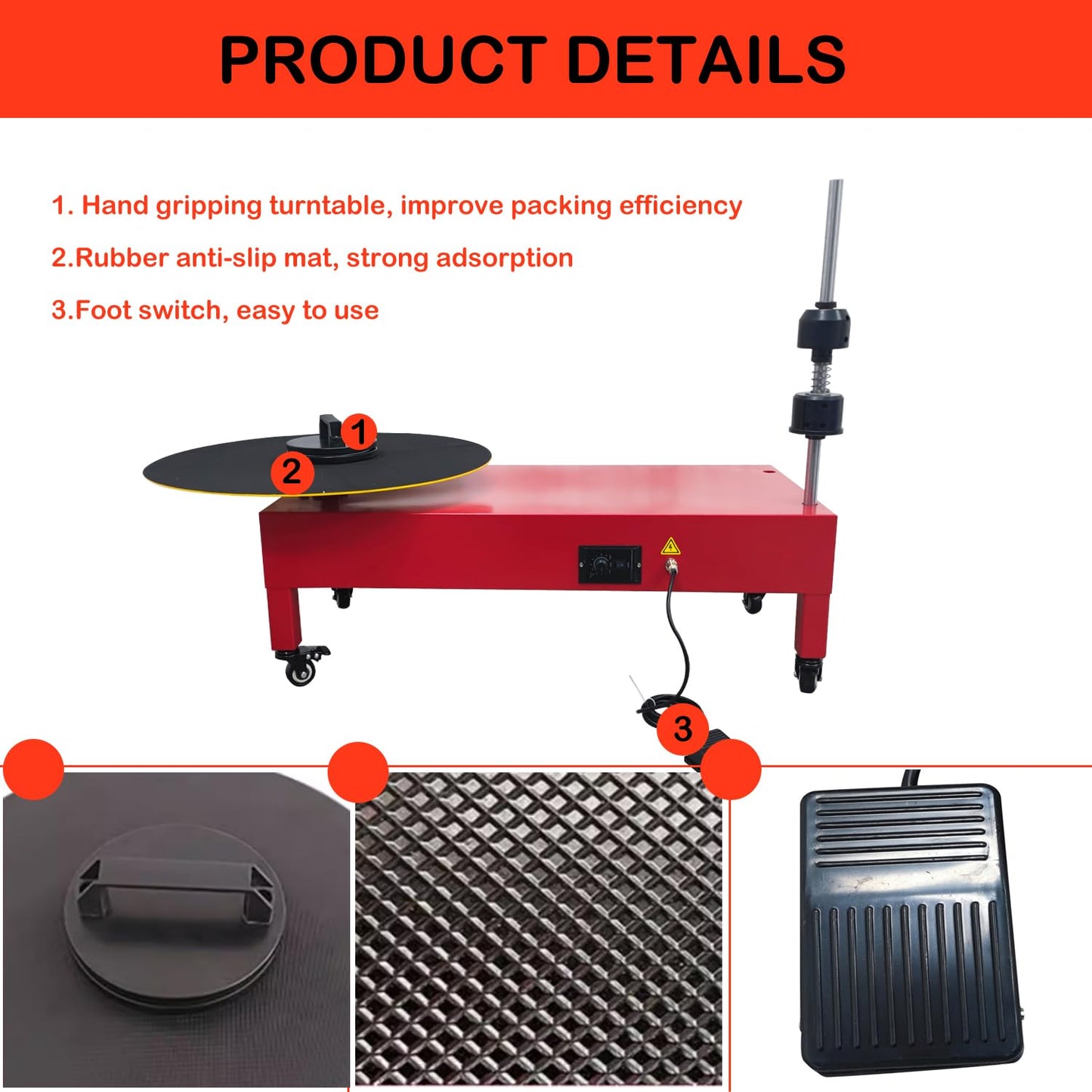 HayWHNKN Electric Stretch Film Wrapping Machine 23.6INCH Turntable Diameter Single Shaft Electric Film Wrapping Machine for Pallet Packing Semi-Automatic Wrapper Machine110V