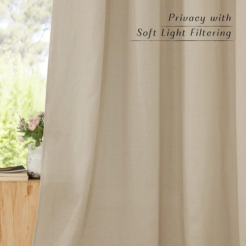 NICETOWN Angora Linen Kitchen Window Curtains - Thick Light Filtering Short Treatments, W34 x L36, 2 Panels