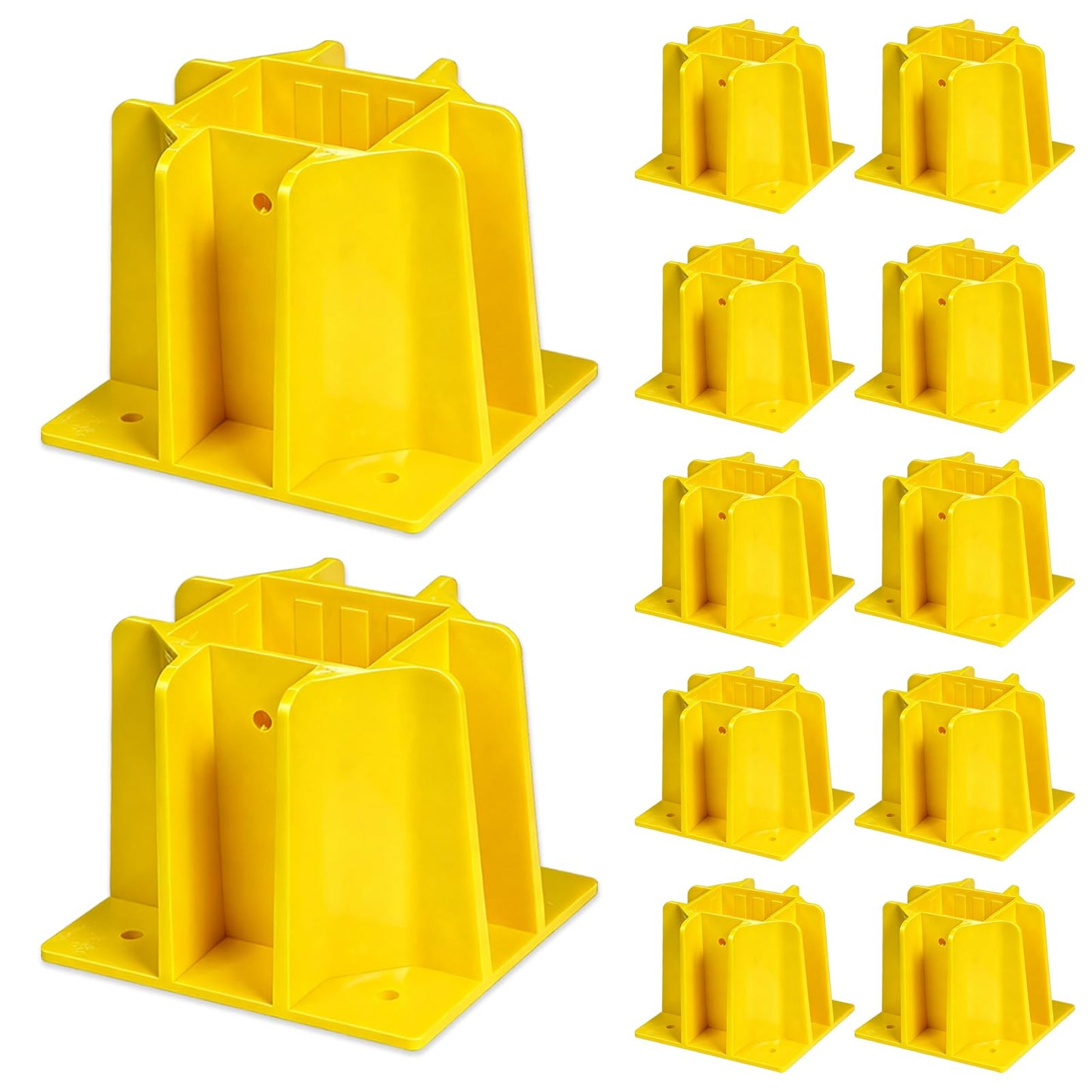 12PCS Yellow Safety Base Boot - Guardrail Base with Toeboard Slots - Reusable Fall Protection Accessories for Residential & Commercial Construction