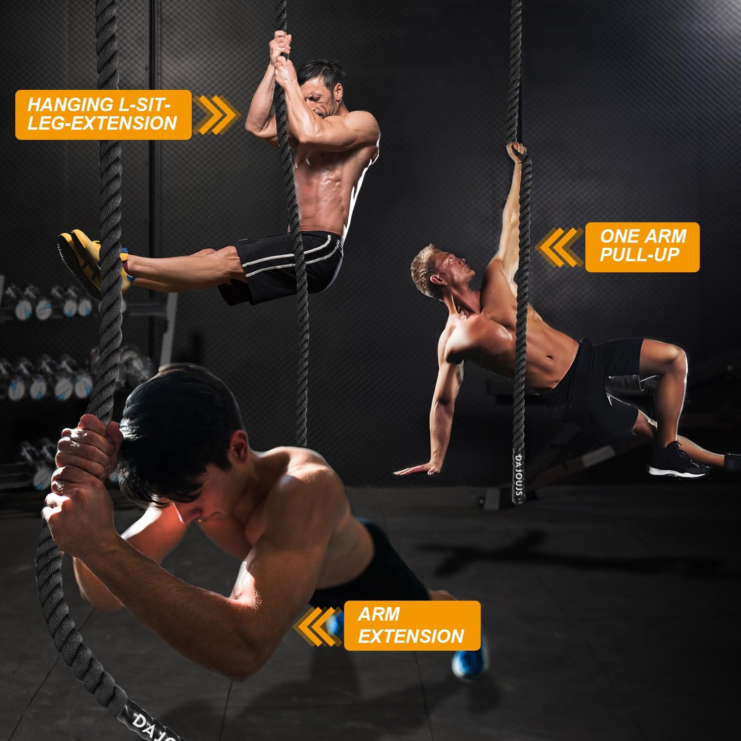 Climbing Rope Climbing Rope 1.5 Inch Diameter 15Feet Length Gym Climbing Rope for Workout Fitness & Strength Training, Gym Rope, Exercise Climbing Rope in Black for Adults or Kids Outdoor & Indoor