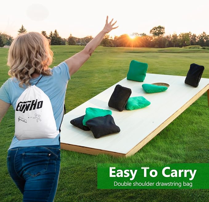 EunHo Cornhole Bags Set of 8 Regulation Size & Weight Corn Hole Bean Bags Official Professional All Weather for Tossing Game with Carry Case