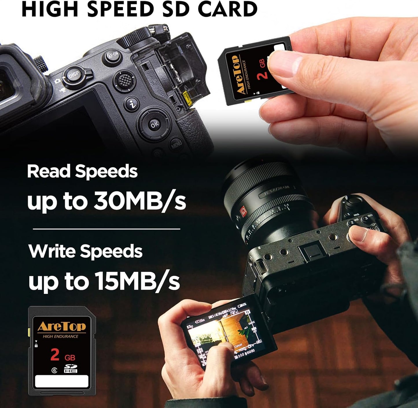 AreTop 2GB, 5 Pack 6 5 Pack 2GB SD Card Class SDHC Memory Card, Full HD Video Secure Digital Cards for Cameras, DSLR