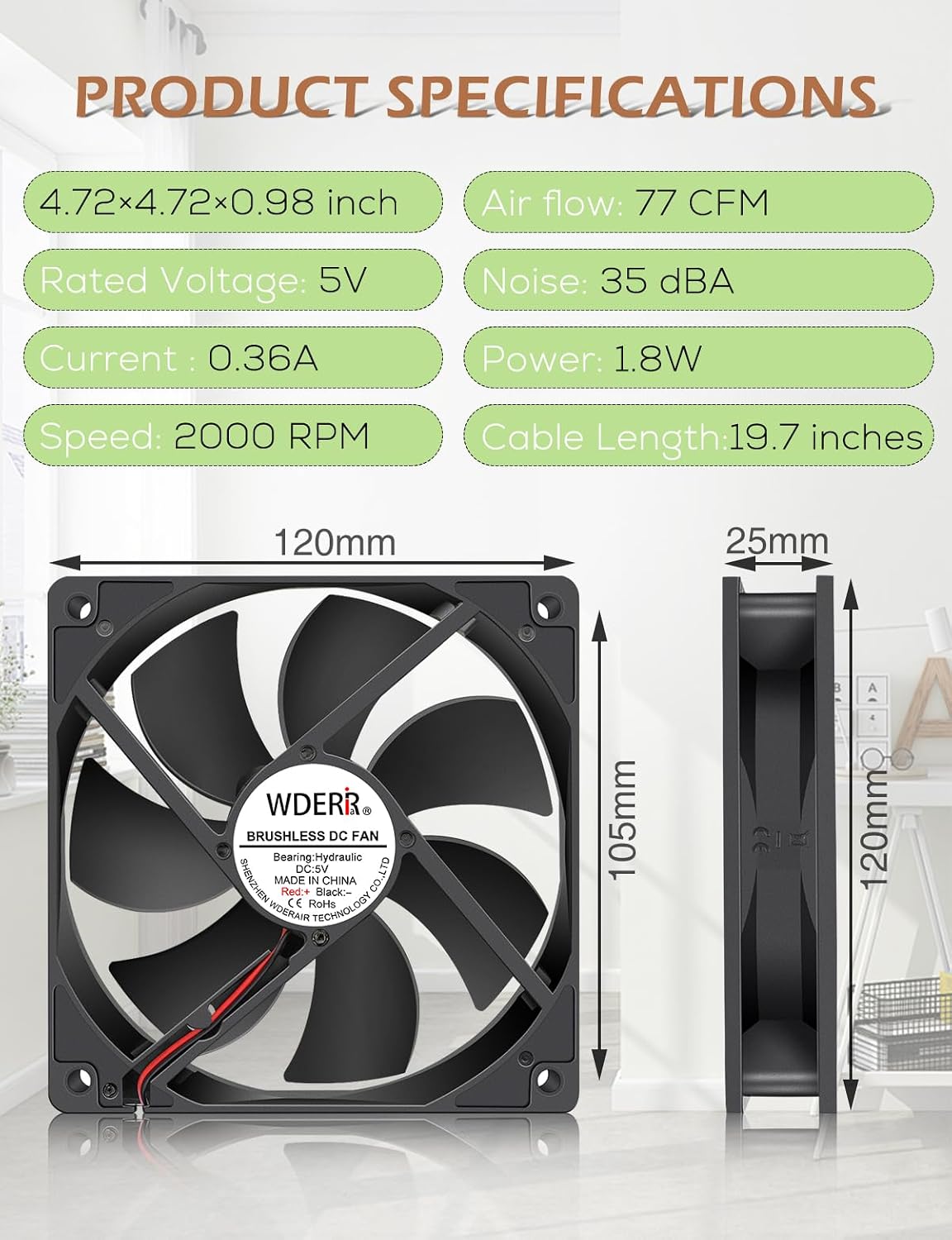 120mm 25mm 5V 3 x DC Brushless USB PC Case DVR CPU Cooling Fan with Speed Controller for WiFi Modem Cabinet Xbox DVR