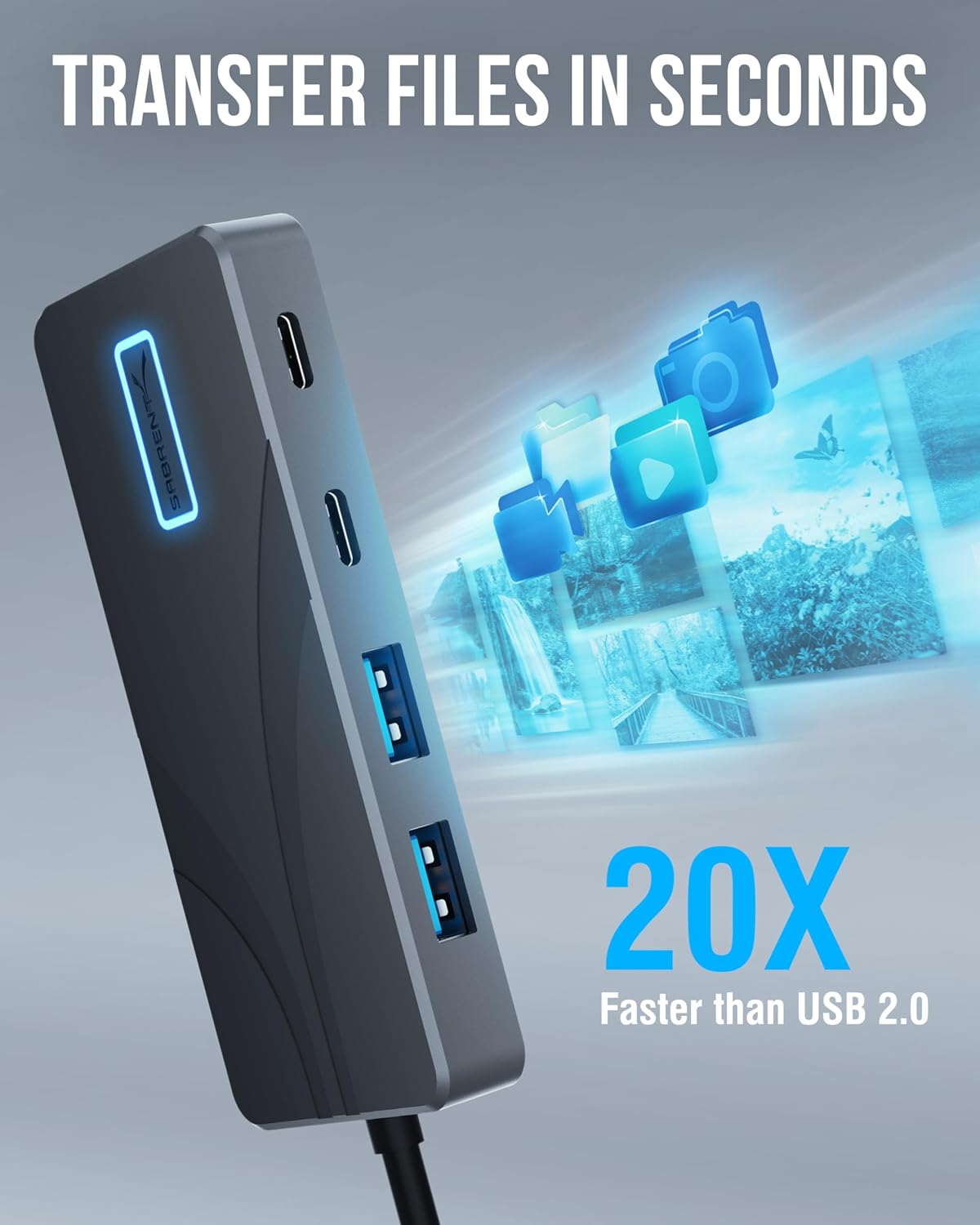 SABRENT 5-in-1 10Gbps 4K 100W 80W (HB-TG5P) USB C Hub Docking Station, USB-A & USB-C Ports, HDMI Output, PD Input