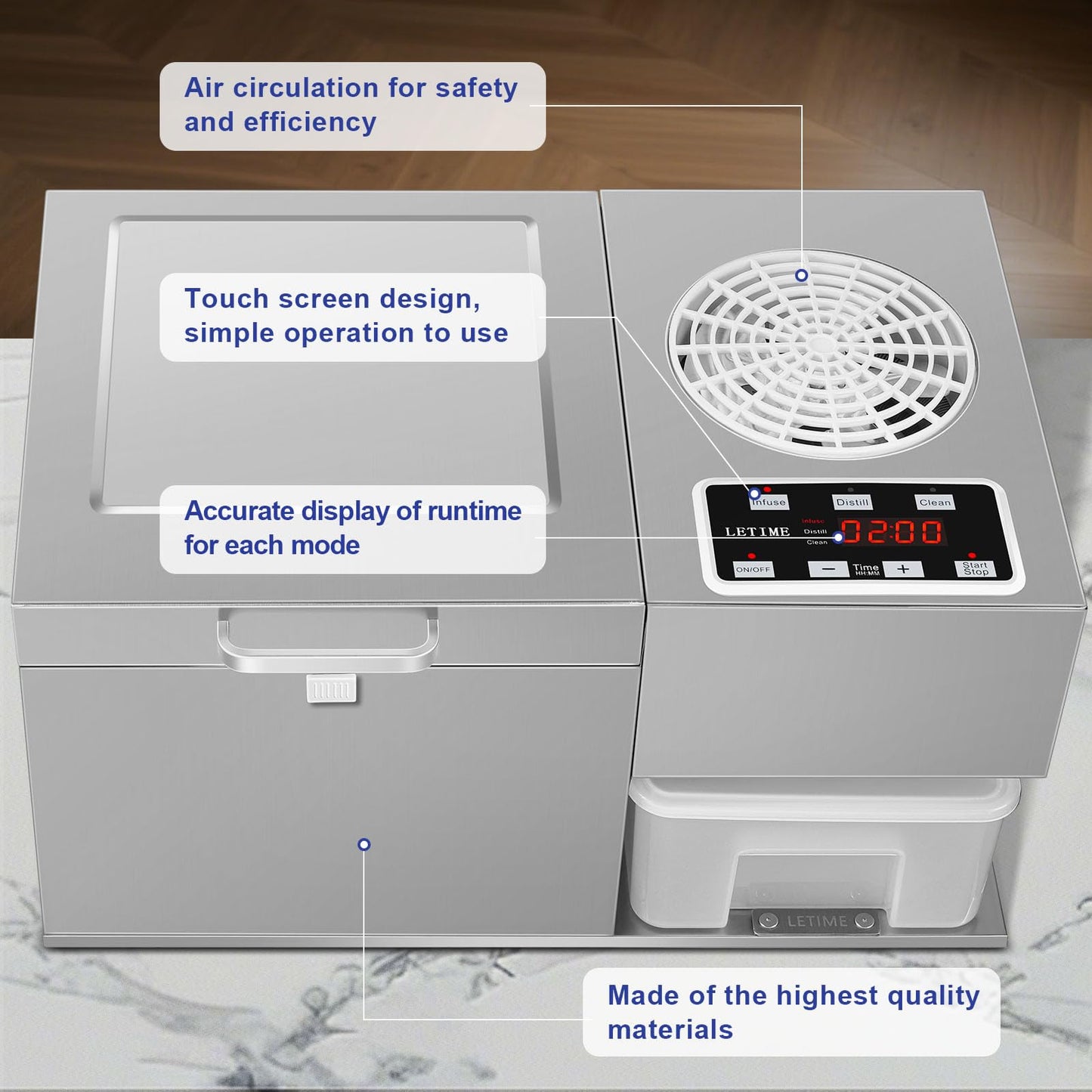 LETIME ADI 4L Automatic Herbal Extractor, Infuser and Distiller in One, Water Distiller for Home, Essential Oil Distiller, Herbal Oil Infusion Machine, Hydrosol Maker