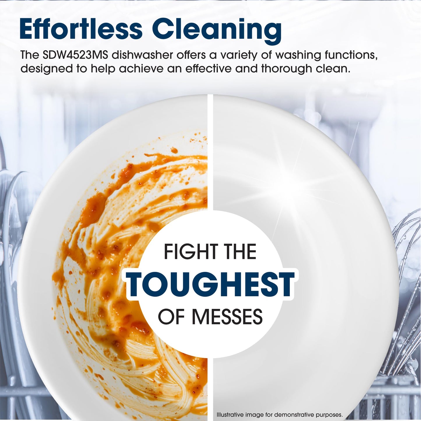 Sharp SDW4523MS 18-Inch Built-In Dishwasher, Stainless Steel, 47 dB, Third Rack, 8 Place Settings, 6 Wash Cycles