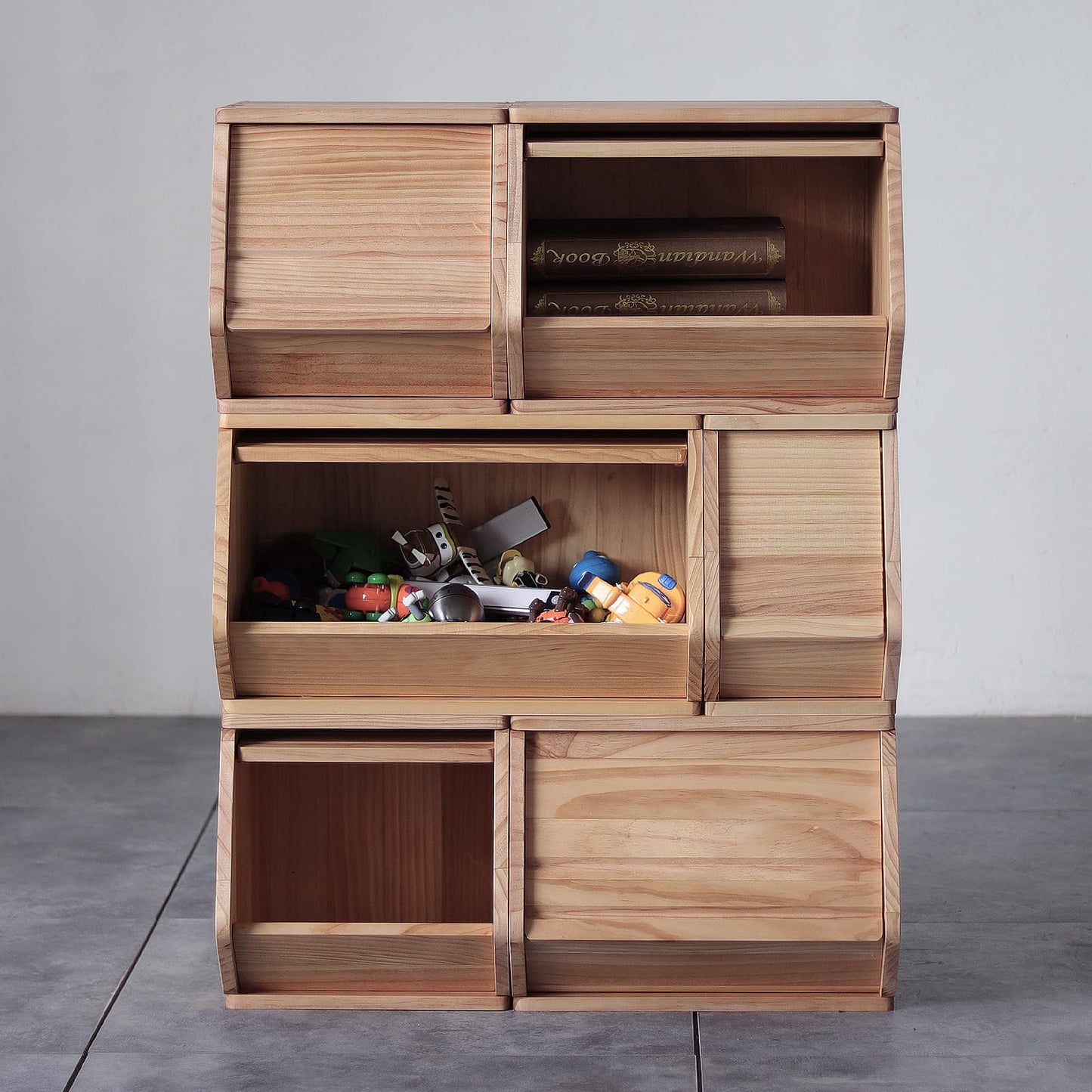 unununu Stackable Solid Wood Storage Chest,Hall Entryway Cabinet,Bins with Lids,Modular Wooden Multi-use Box,Closet Storage Organizers,Drawers,Potato,Onion,Bread,Classify by Items,7.75”W(1 Pack)
