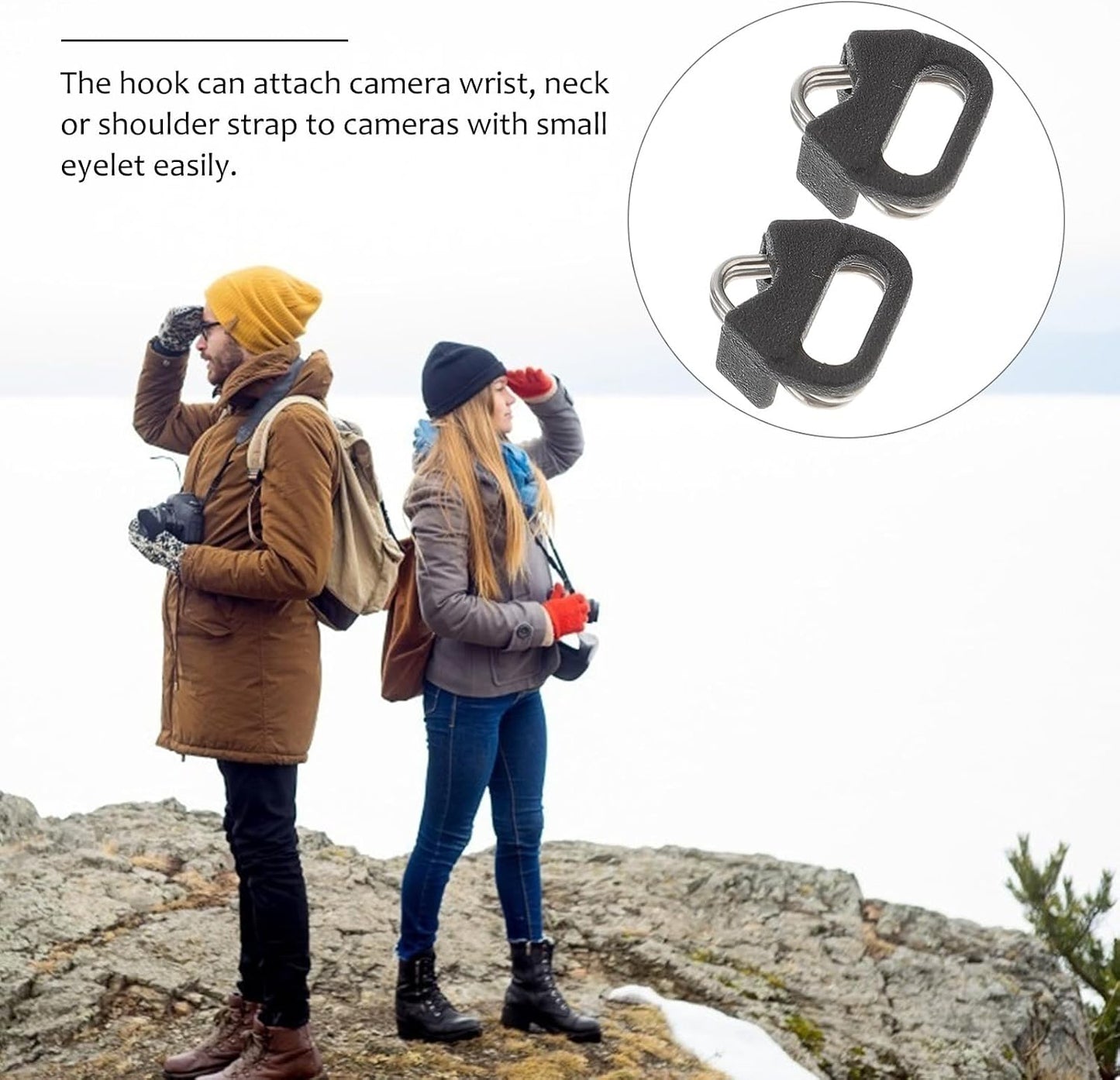 4 Sets Metal Triangle Split Ring Hooks for Camera Straps with Brackets, Heavy-Duty Triangle Ring Hooks for Mirrorless