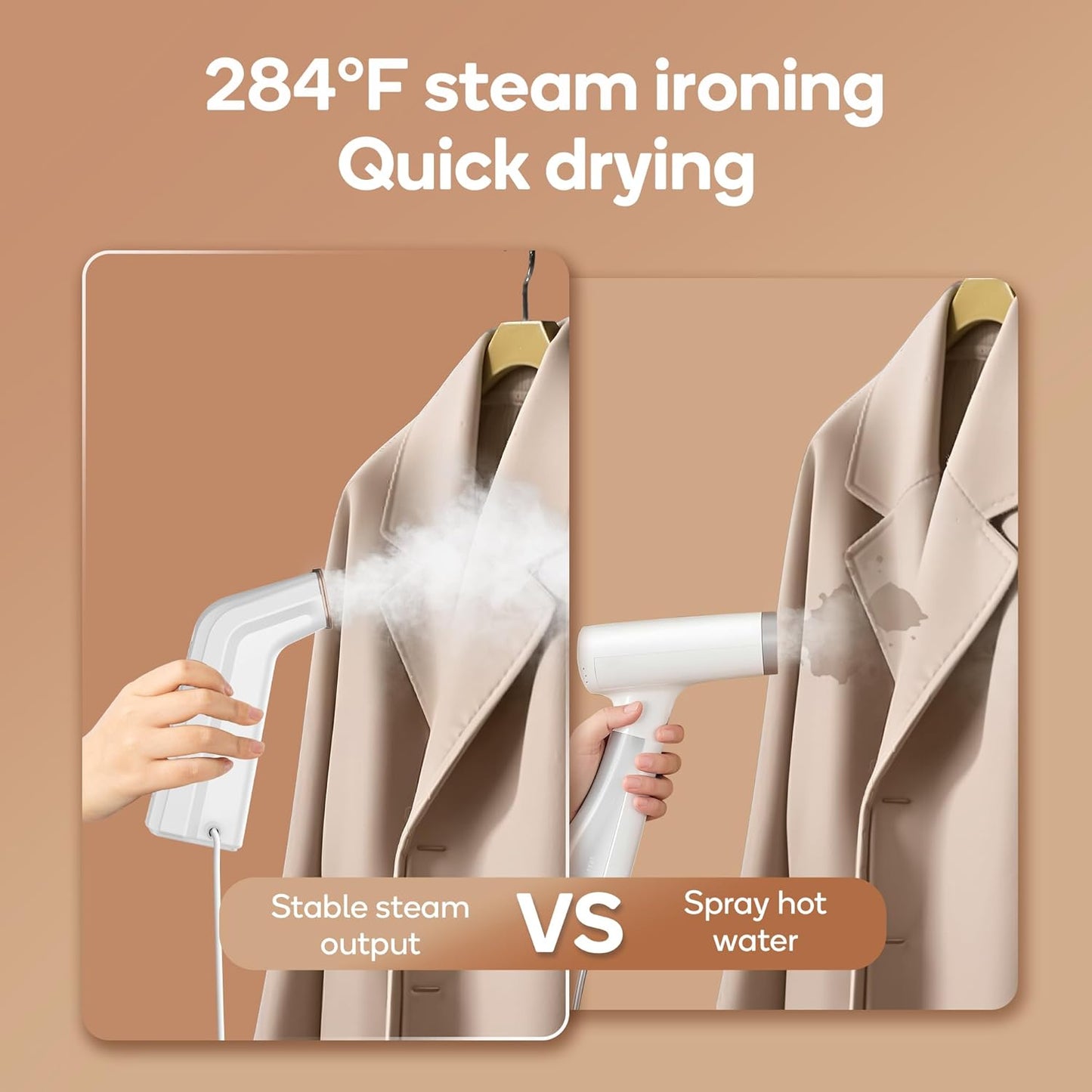 Skiennix Mini Travel Steamer - Dual Voltage 110-240V, 170ml Tank, Lightweight Handheld Wrinkle Remover