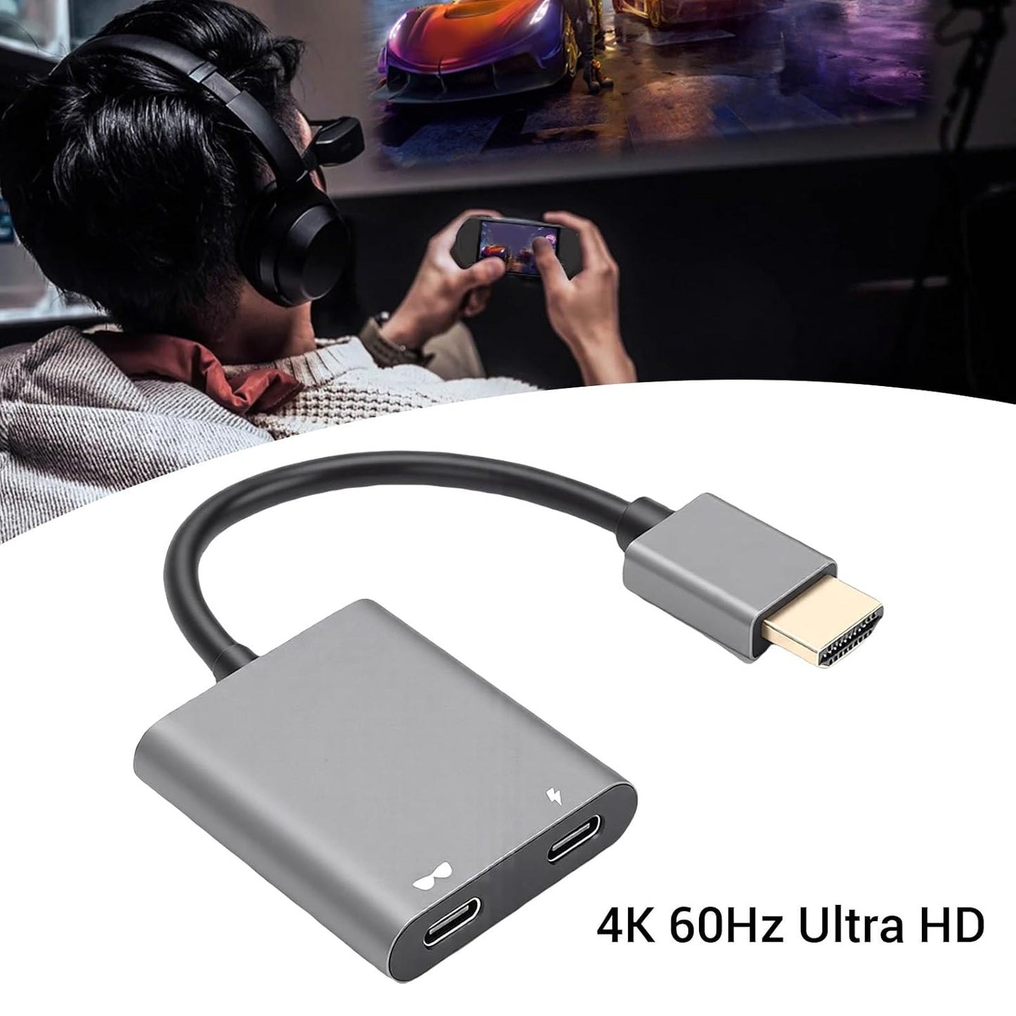 Yoidesu 4K 60Hz 100W USB C to HDMI Adapter Bidirectional with PD Charging, USB C Adapter Aluminum Plug and Play for AR