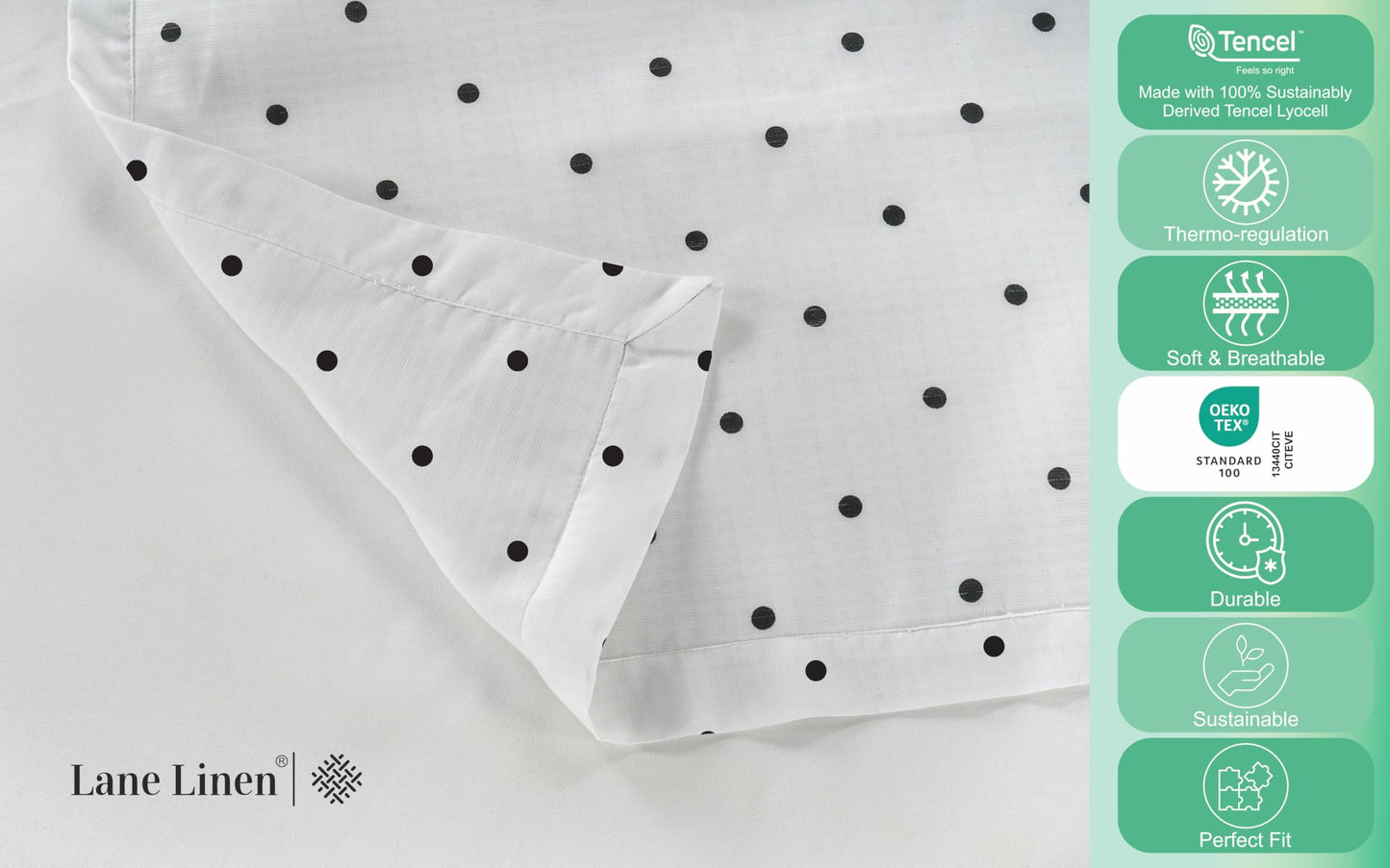 LANE LINEN Warm Blankets for Winters Queen Size - Lightweight Winter Blanket with Rayon Derived from Eucalyptus - Soft, Cool & Breathable - Cold Bed Blanket for Winter - 88"x90",Black Polka Dot