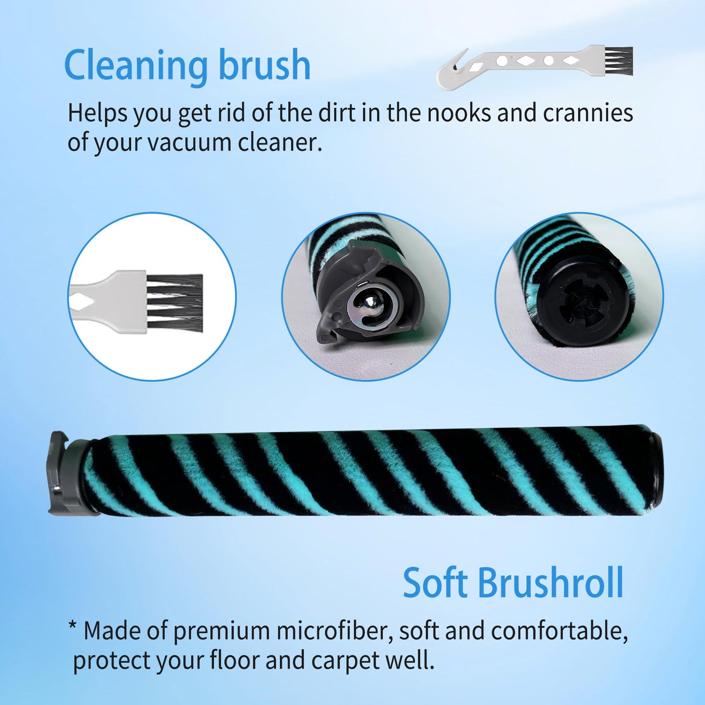 Replacement Parts Roller Brush & HEPA Filter Foam & Felt Filters Compatible with Shark Power Detect Upright AZ4000 AZ4002 AZ4002C Vacuum Cleaner