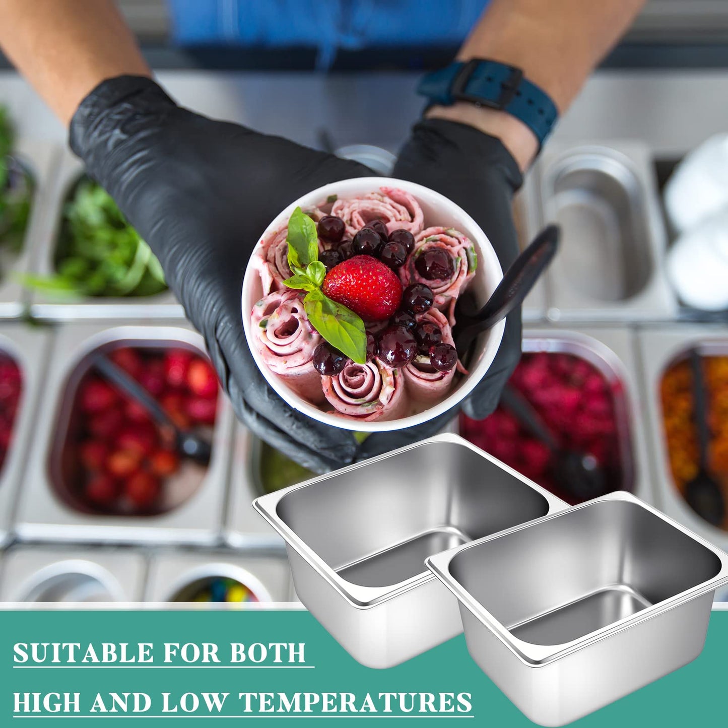 Zubebe 4 Pcs Hotel Pans Stainless Steel Steam Table Pan 1/2 Half Size 6 Inch Restaurant Steam Table Pan Deep Metal Food Tray Commercial Food Pans for Restaurant Party Buffet Catering