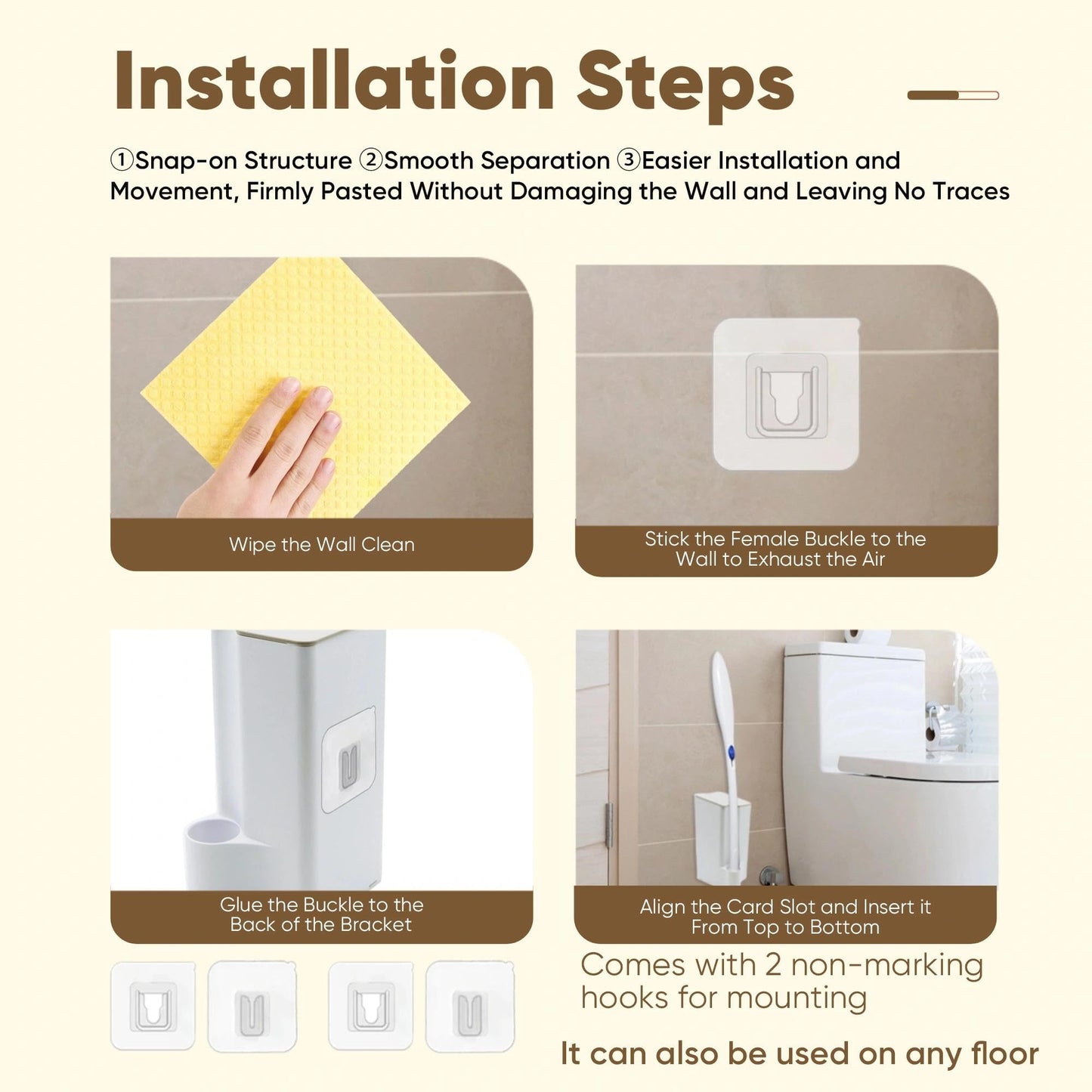 Terixe 2 Pack Holder for Clorox Toilet Wand – Compatible with Clorox Toilet Wand Holder Only, Space-Saving Wall-Mount & Free-Standing Toilet Wand Holder