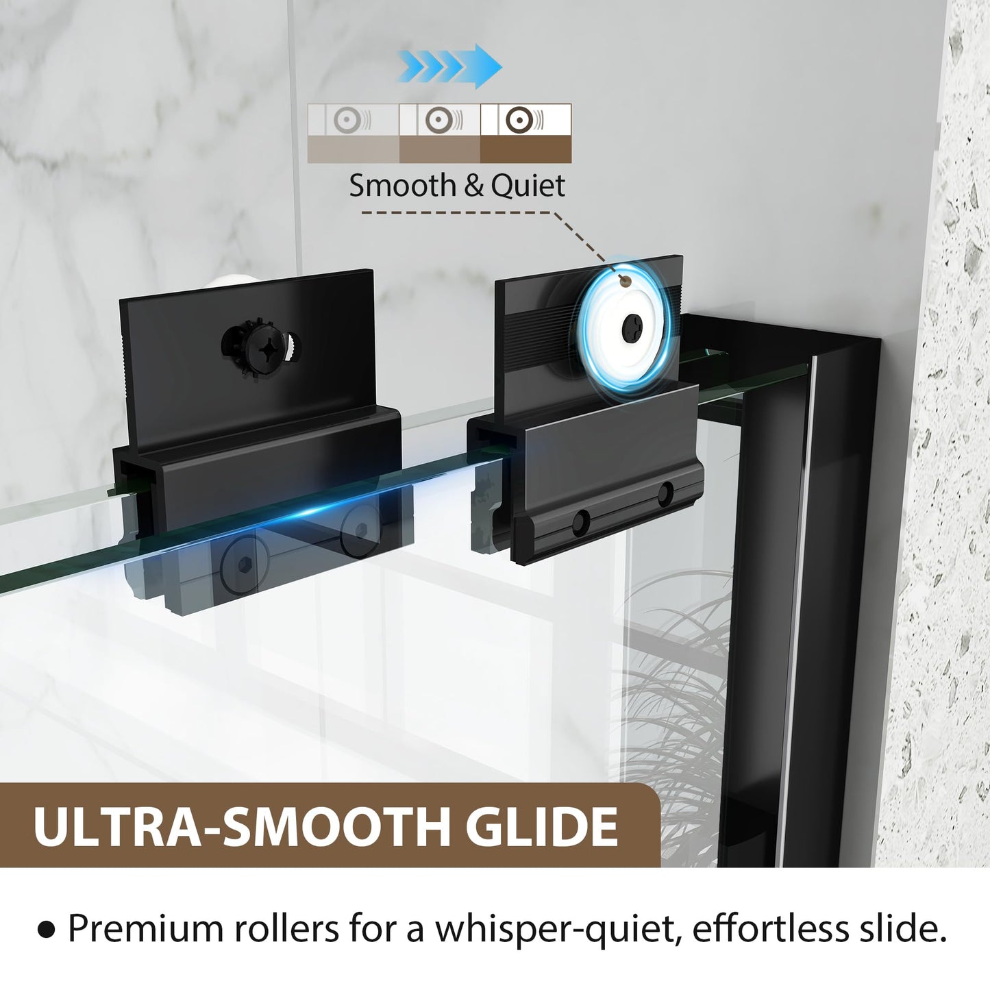 Double Sliding Shower Door 43-48" W x 72" H,Semi-Frameless Glass Shower Door with Nano Explosion-Proof Safety Film, 1/4"(6mm) Tempered Glass,Easy-Clean Bypass Walk-in Shower Door,Matte Black