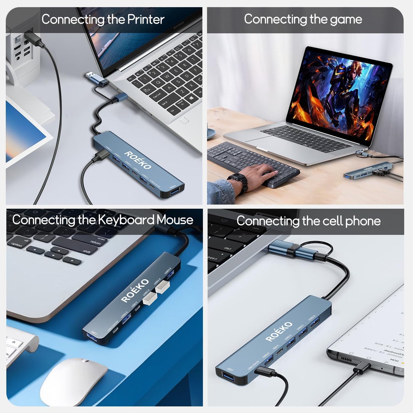 ROKO 3.0,USB 1xUSB 3.0,4xUSB2.0,2 7in1) USB Hub c hub,USB hub with Multiport Adapter, USB Splitter with x USB C,Hub