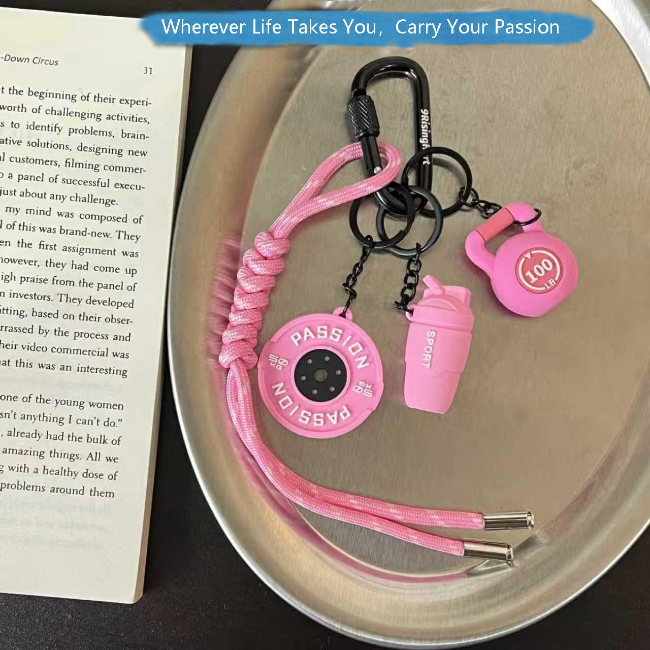 XVWXVW Dumbbell & Weights Keychain, Bags Charms Gift for fitness Women and Men, Cute Mini Car Key Chains Accessories for Gym，Keychain Wristlet Fitness Gift (Pink)
