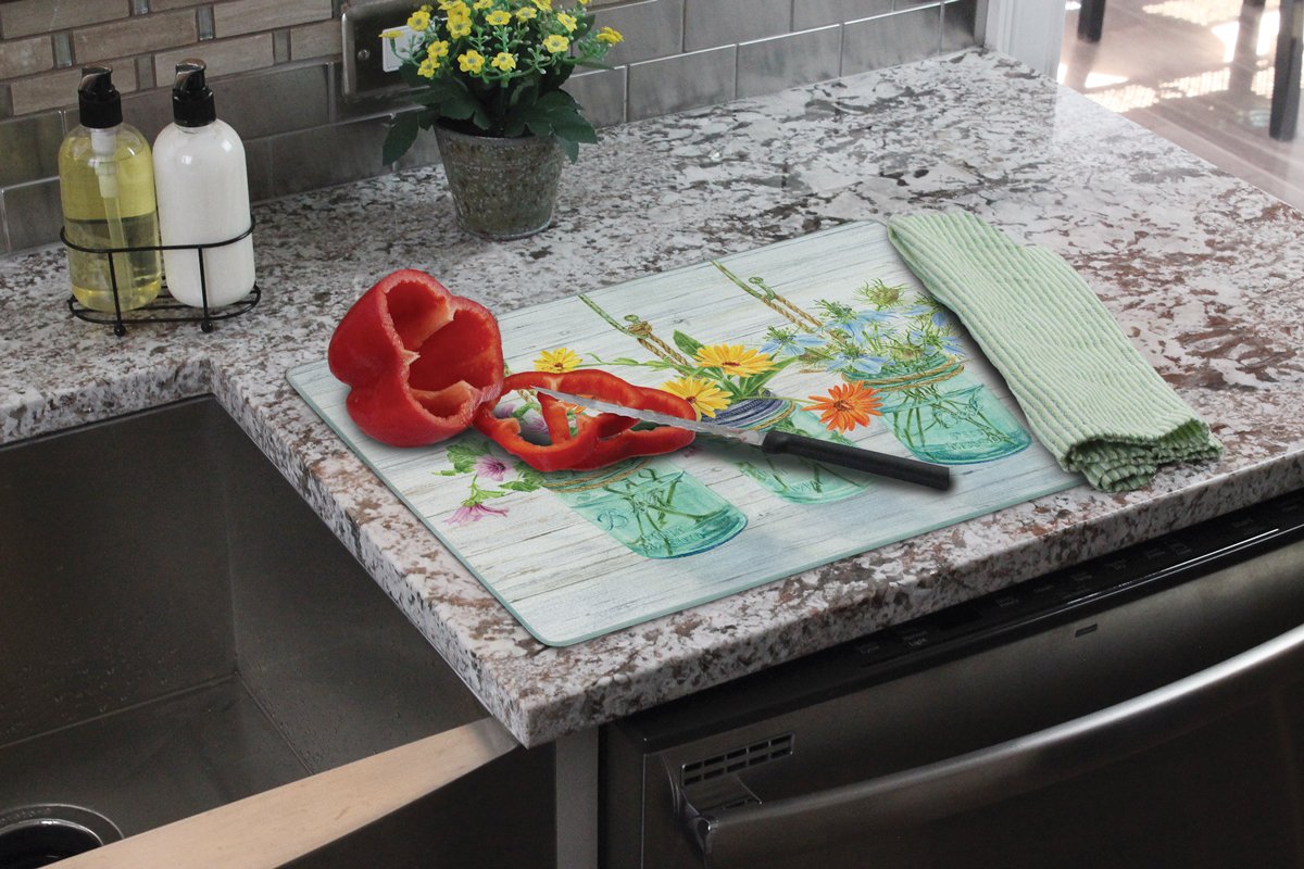 CounterArt 'Flowering Herbs' Glass Cutting Board, 15 x 12"
