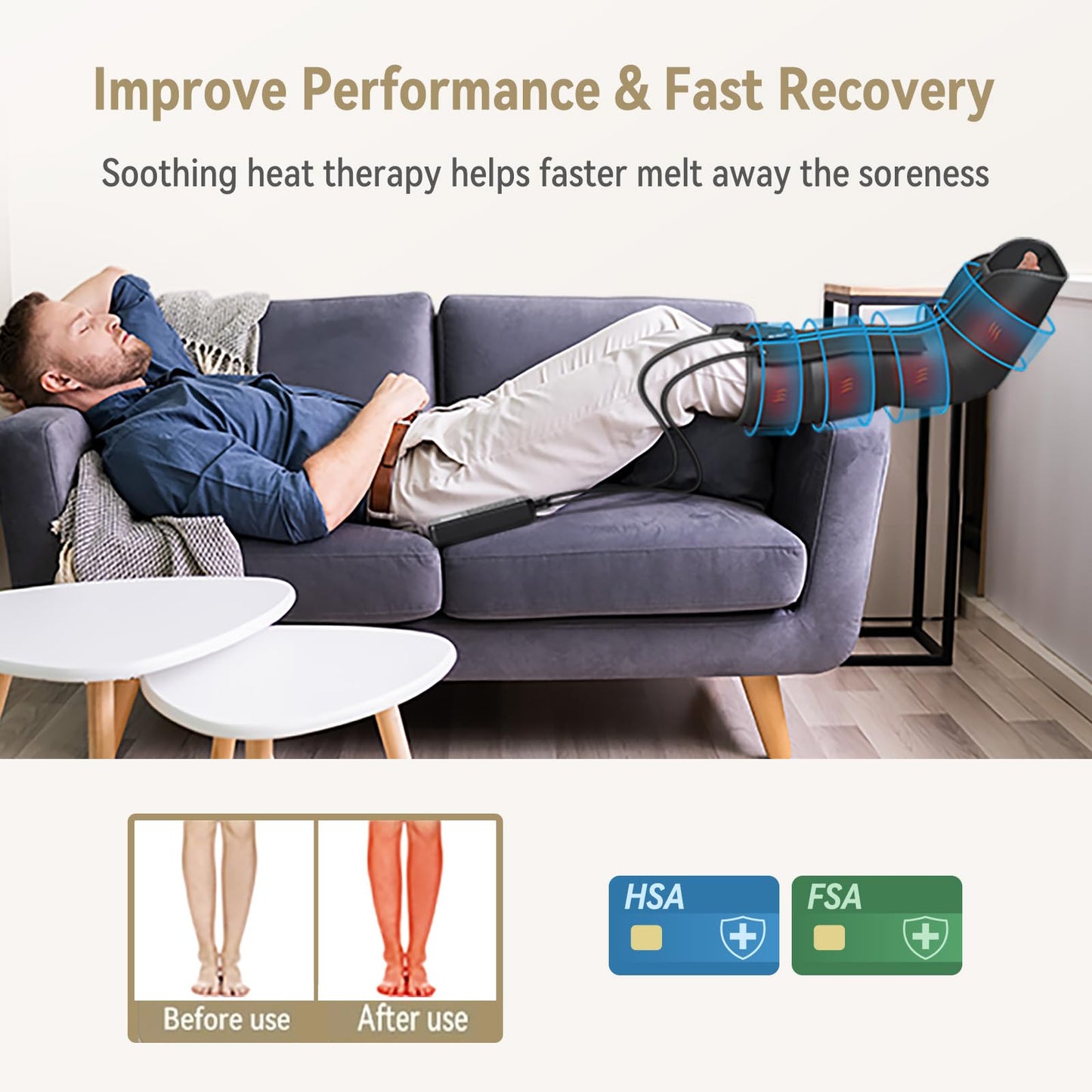 FIT KING Leg Massager with Heat and Compression Therapy – Leg Massage for Circulation, Swollen Leg, RLS Pain, Fatigue Relief – Foot Calf Massager Boots – Mother Day Gift for Mom