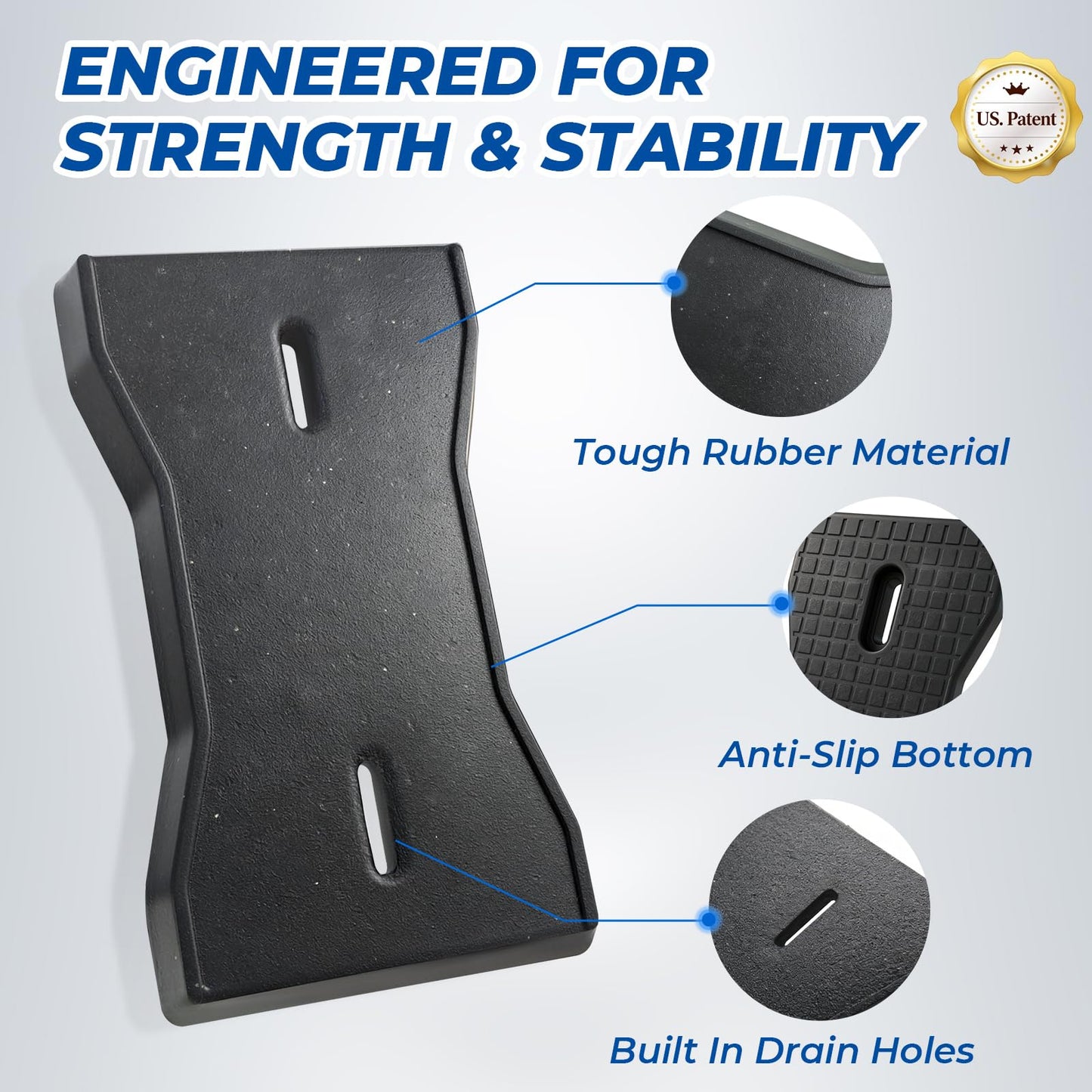 ROBLOCK RV Stabilizer Jack Pads 2 Pack, Heavy Duty Rubber Scissor Jack Leveling Blocks,Non-Slip Stabilizer Pad Solid Rubber Protection Foot for Travel Trailer Camper 5th Wheels,Black