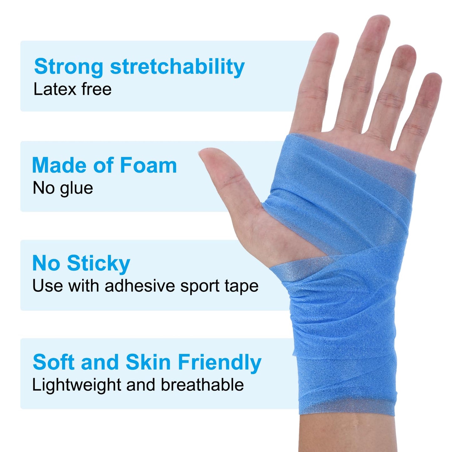 PATIKIL Foam Pre Wrap Athletic Tape 2.75 Inch x 30 Yards, 4 Rolls Non-Adhesive Prewrap Headbands for Hair Soccer Sport Wrists Elbows Knees Ankles, Dark Green