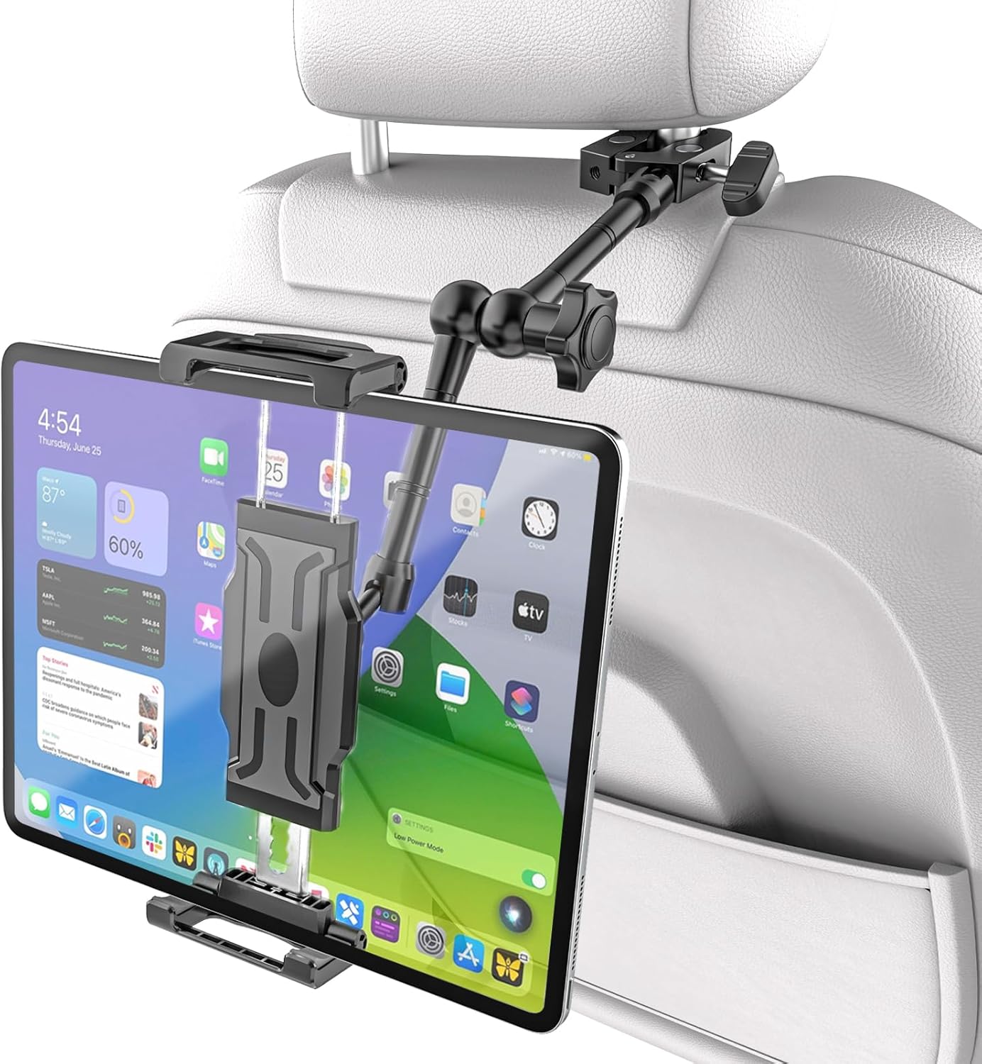 Kolasels 12.9 iPhone16, 5.5-15.6" Car Headrest Tablet Holder - Metal Magic Arm, Car ipad Holder Backseat Kids