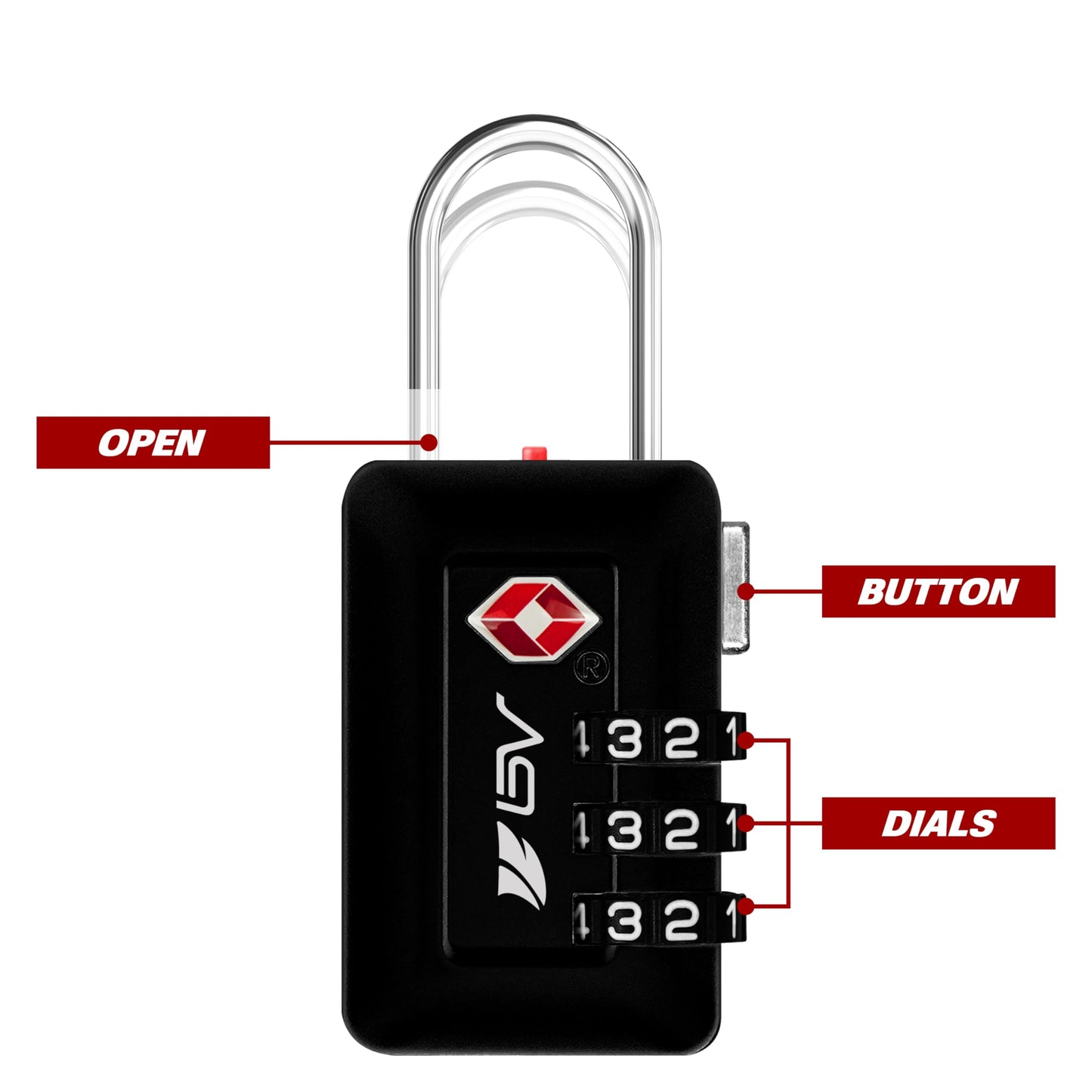 BV TSA Accepted Luggage Travel Lock, Set-Your-Own Combination Lock for School Gym Locker, Luggage Suitcase Baggage Locks, Filing Cabinets, Toolbox, Case (Black, 2 Pack)
