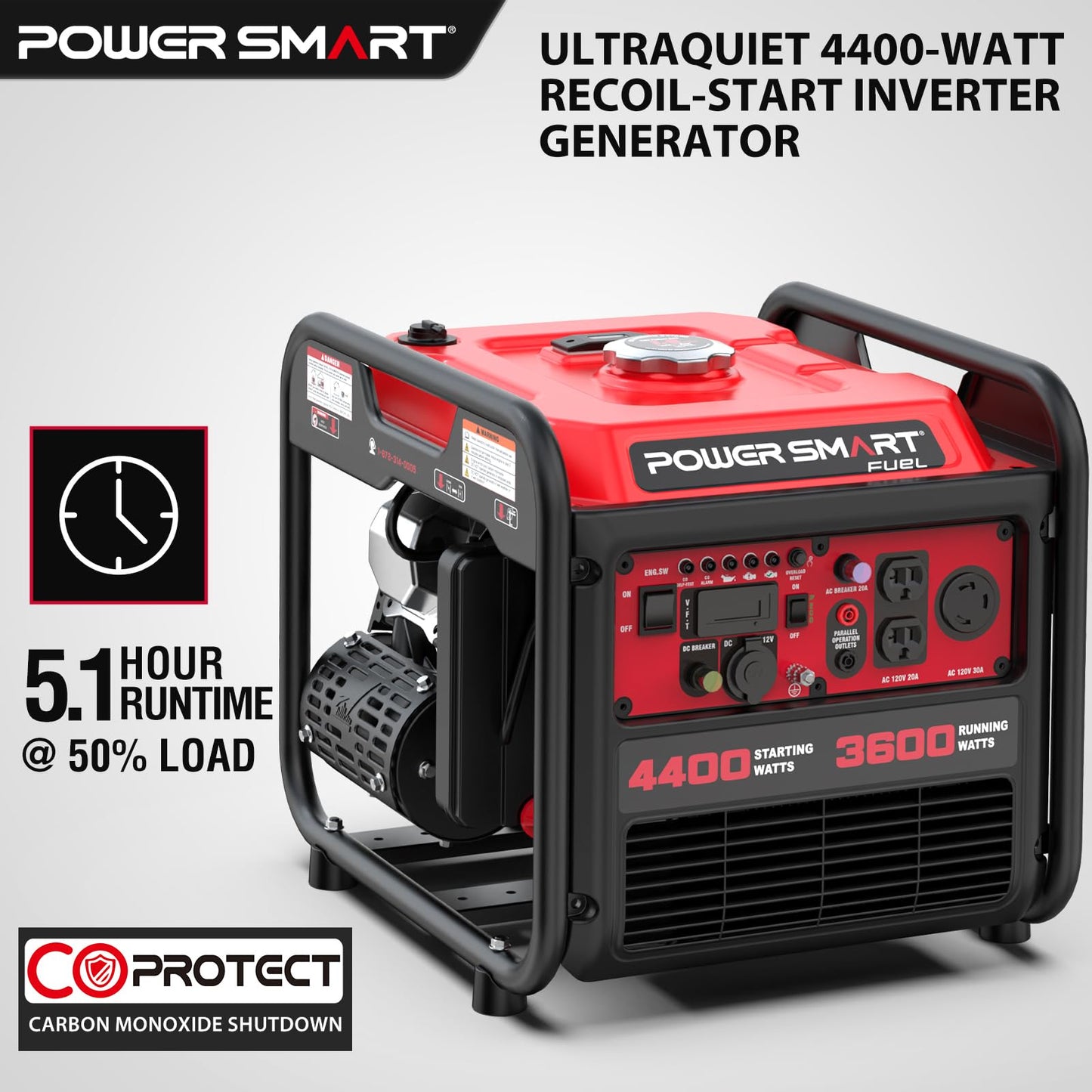 PowerSmart 4400-Watt Portable Generator with Inverter Technology, CO Protect, Home Use, DL5040C