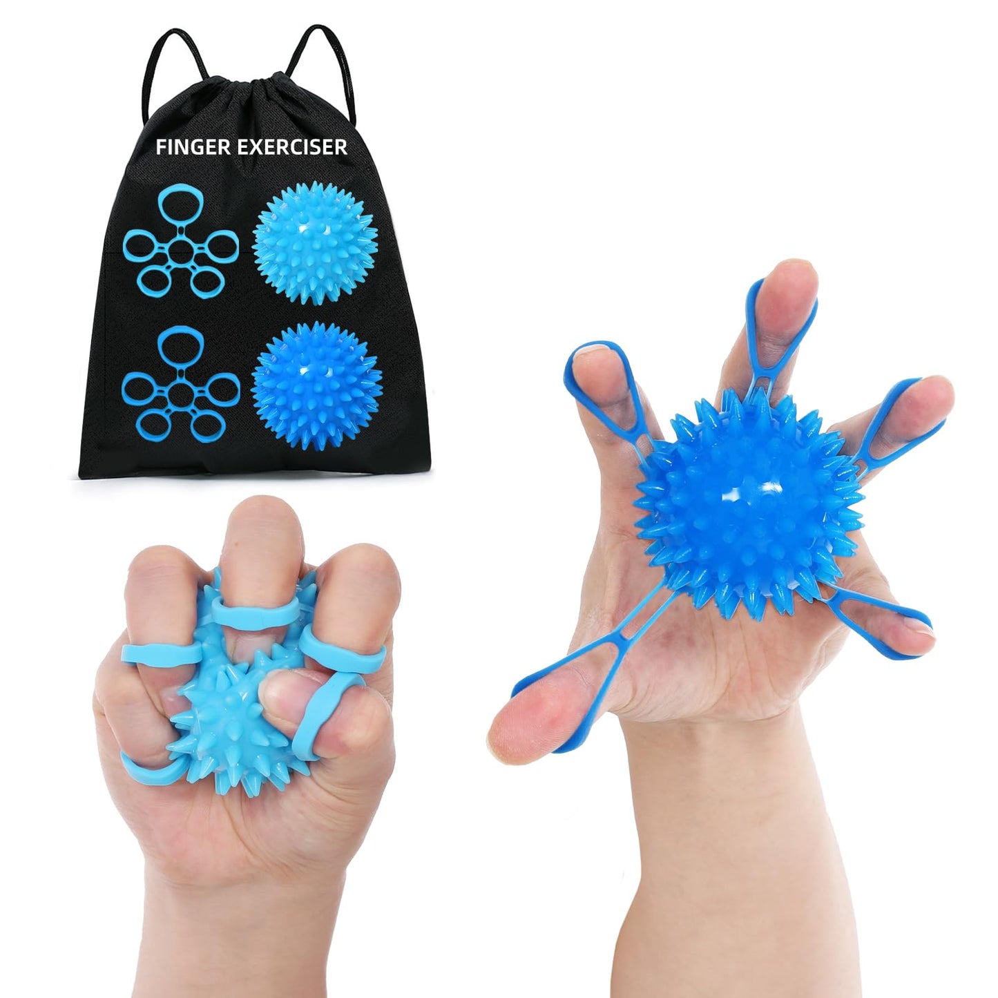 Wefaner Grip Strength Trainer,Finger Strengthener Band Exerciser Trainer finger ball hand massager ball,Stress Relief Ball And Forearm Workout Ring,finger extension exerciser