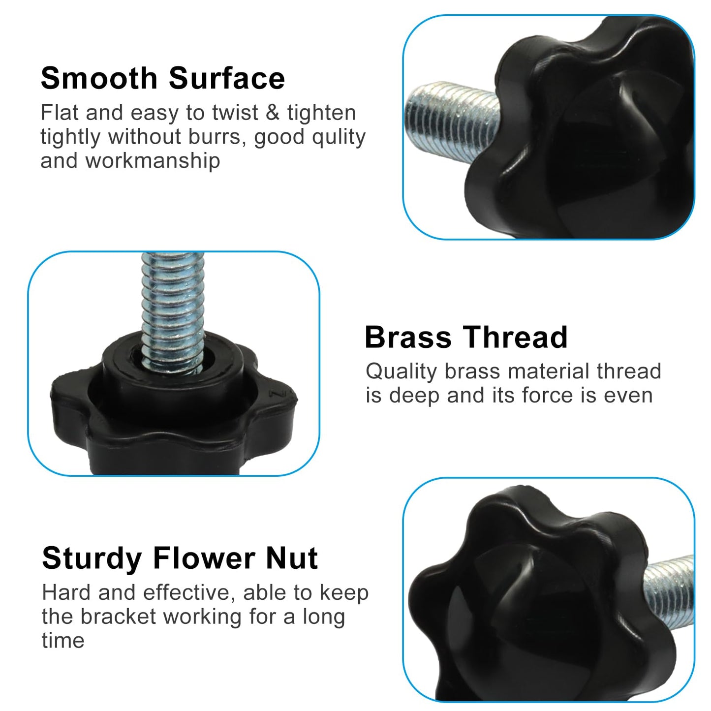 Waziaqoc 20 PCS 1/4-20 Inch Thread Knob, Plastic Star Shaped Nut, Jig Clamping Male Handle Tightening Screw Knobs for Replacing Umbrella Base, 1 Inch Length