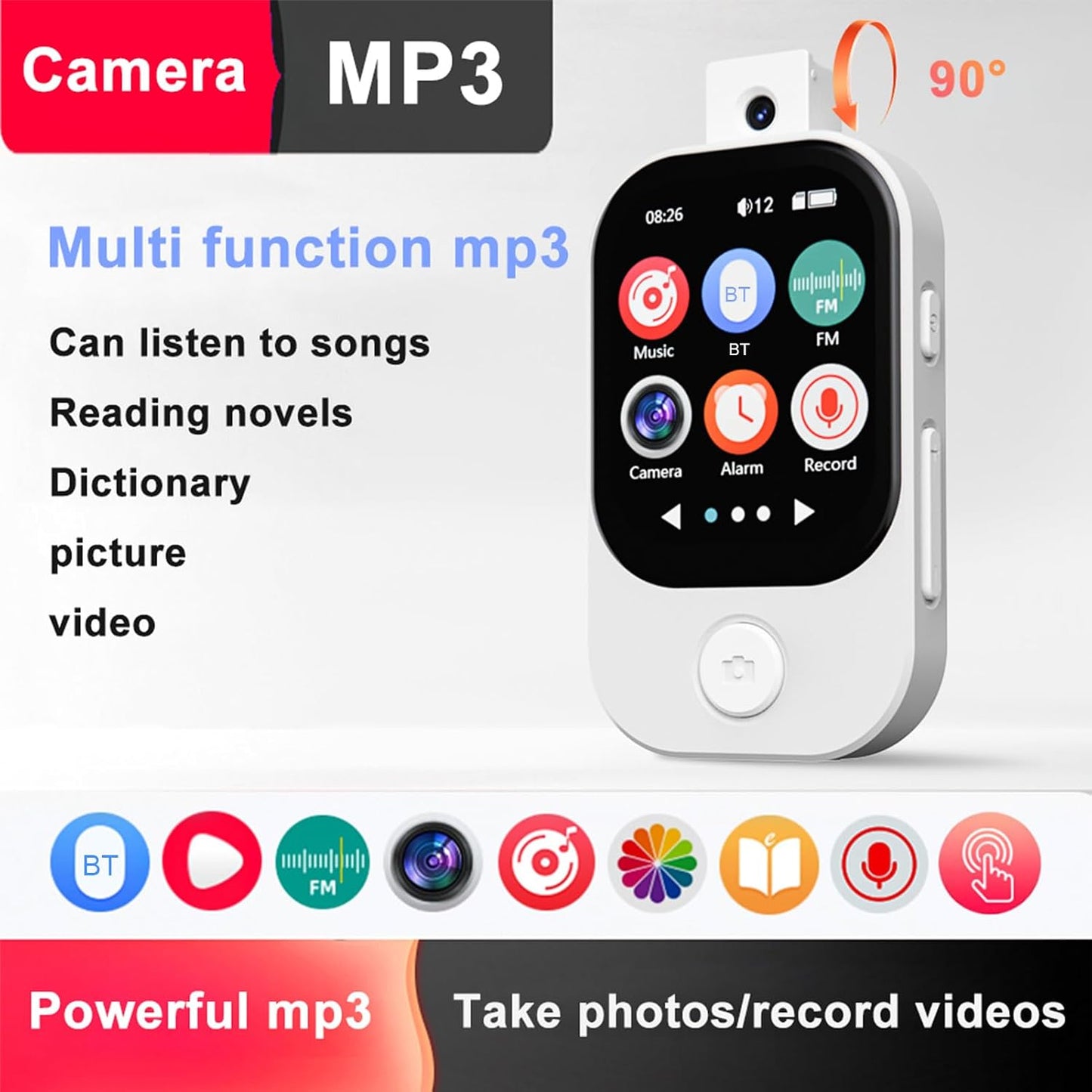 Aoresac MP3 2.01 Inch (32GB) Portable Player with Touchscreen Metal Frame Built in Camera, Full Touch Screen, Hi Fi
