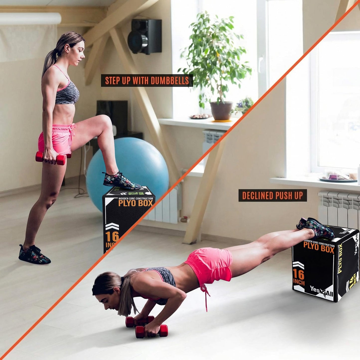 Yes4All 3-in-1 Soft-Padded Plyo Box with Wooden Core, Non-Slip Multi-Use Cushioned Plyometric Jump Box with Vinyl Cover for Jumping, Conditioning, Strength Training, Black