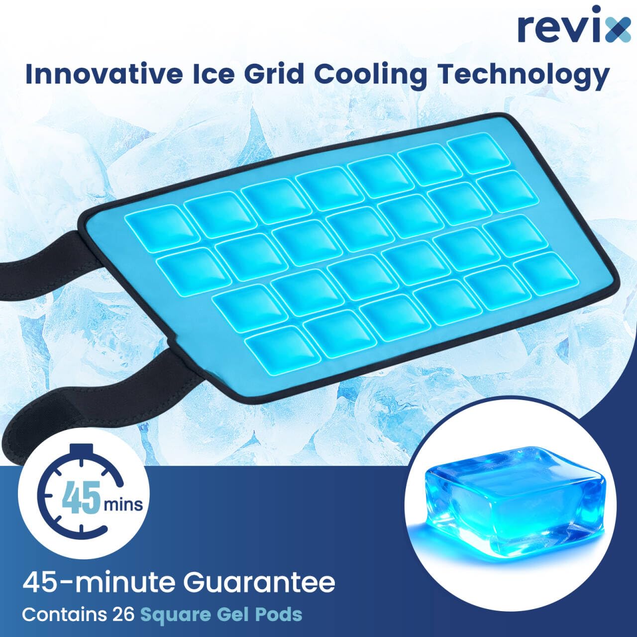 REVIX Shin Splints Relief Ice Pack, 45-Min Long Lasting Leg Ice Pack Wrap with Ice Grid Design, Reusable Gel Cold Pack Compression Sleeve for Leg, Calf, Arm Recovery, 360° Full Coverage, 1 Pack