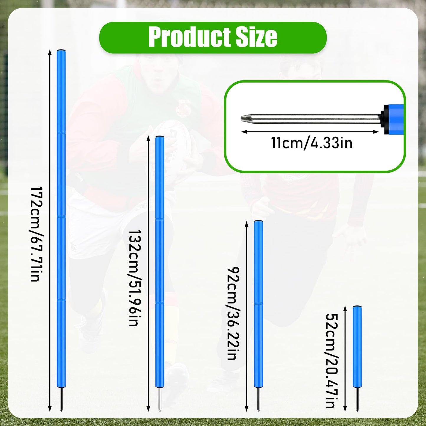 TOBWOLF 6PCS 6FT Adjustable Football Agility Training Poles, Flexible Soccer Agility Poles Soccer Training Sticks, Outdoor Sports Coaching Sticks for Youth Adult Athletes Speed Agility Training, Blue