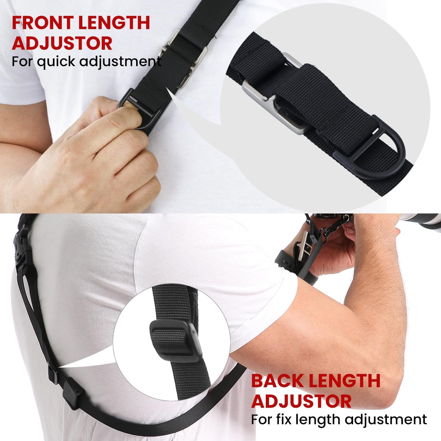 Waka Rapid Camera Neck Strap with Quick Release and Safety Tether, Adjustable Shoulder Sling Strap for Nikon Canon Sony
