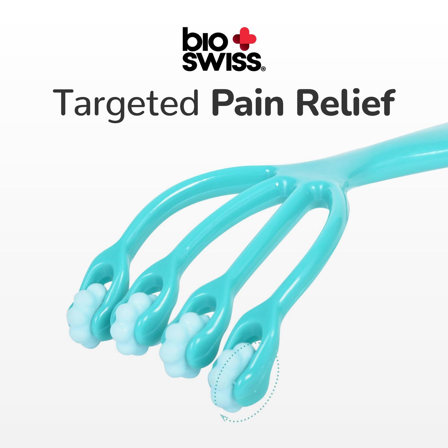BioSwiss Claw Massage Roller, Handheld Muscle Massager with 5 Rotating Heads for Back, Legs, and Shoulder