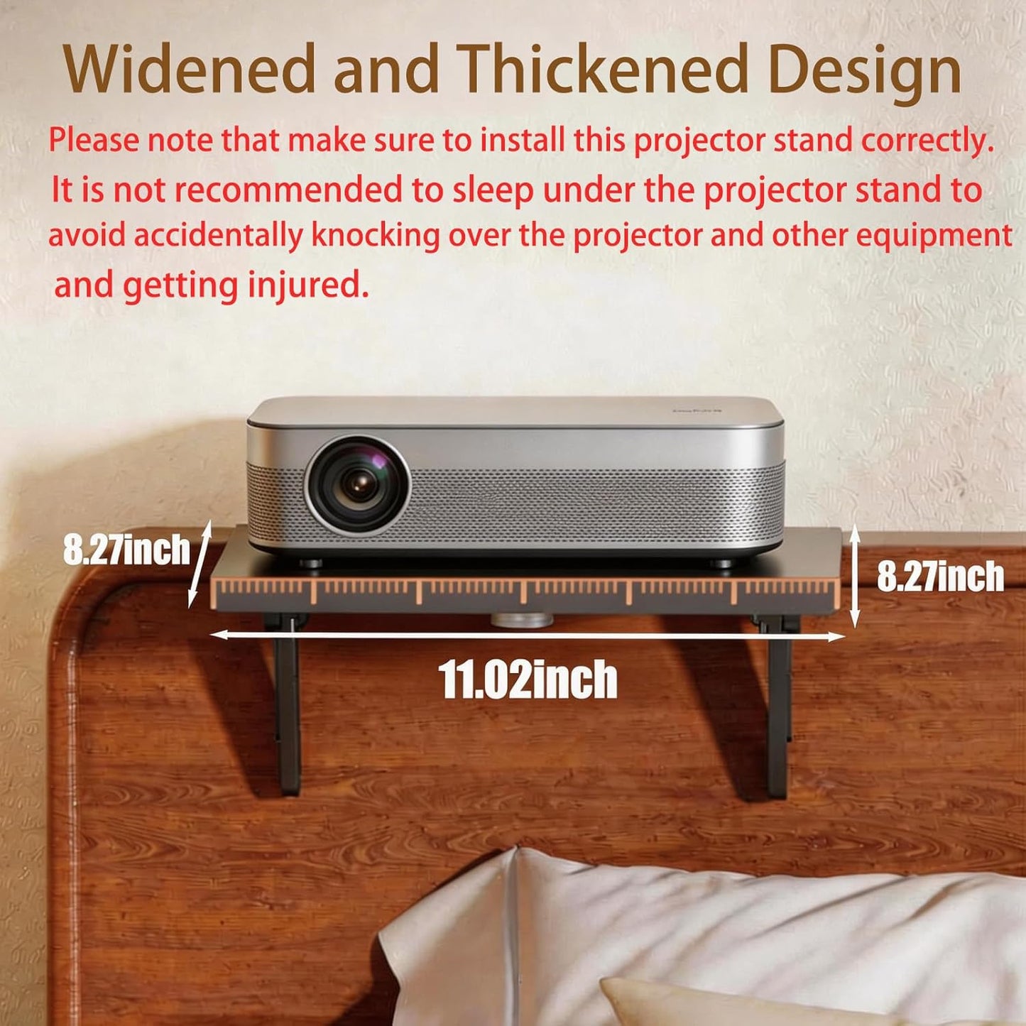 XULIONTS No Drill Projector Shelf, Adjustable Headboard and Sofa Projector Mount, Wall Mounted Shelf for Projector