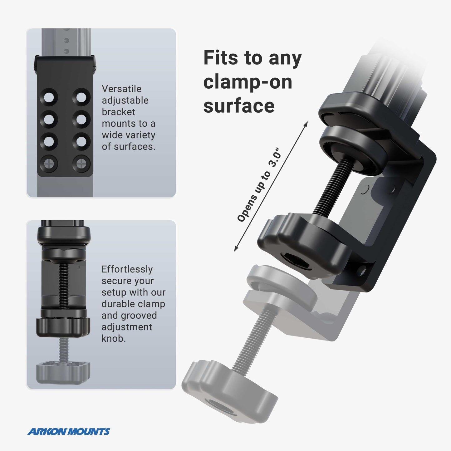 ARKON Mounts - Heavy Duty Tablet Holder with Clamp Mount and 12-Inch Bendable Gooseneck Arm | Versatile Tablet Stand with Easy Install & Durable Support | Securely fits iPad, Galaxy, Note, and more
