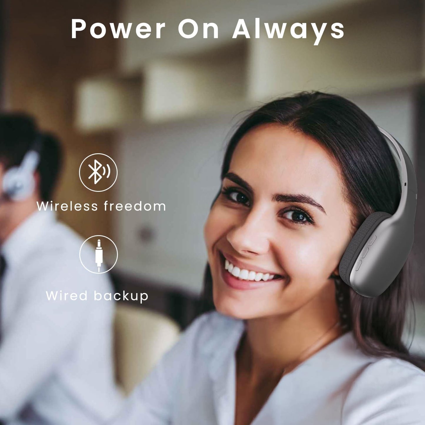 CIRICO BaseTone 5.3, 20H Wireless Over-Ear Headphones, Bluetooth Playtime, Deep Bass, Foldable Lightweight Design