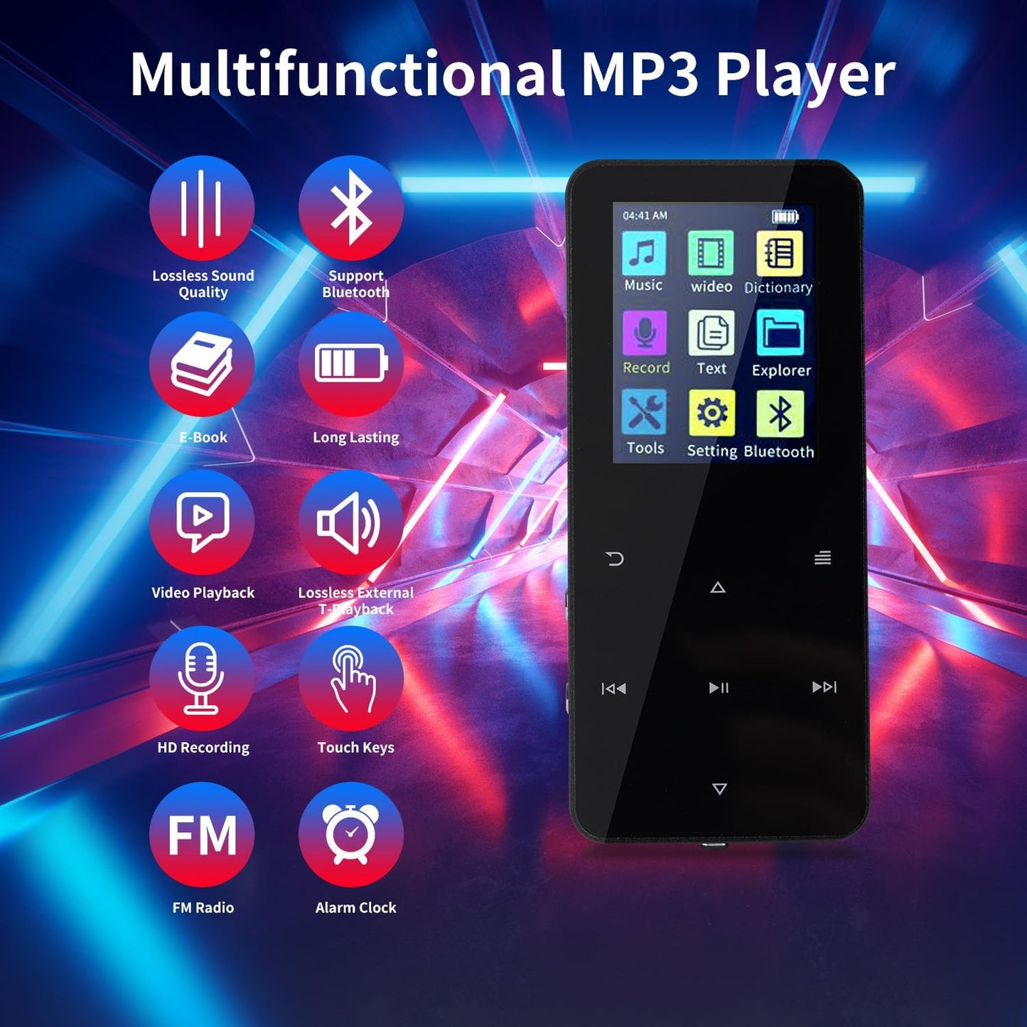 VelXurra 144GB Mp3 Player,Music Playe Portable Digital Music Player/Video/Voice Record/FM Radio/E-Book Reader/Photo