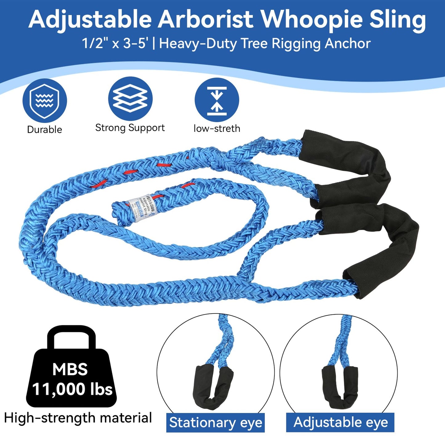 Feiyagoo Port A Wrap Whoopie Sling Kit, Medium Size for Tree Work, 7,000lb Breaking Strength, 10:1 Work Load Ratio at 2000lbs, Arborist Tree Rigging Equipment