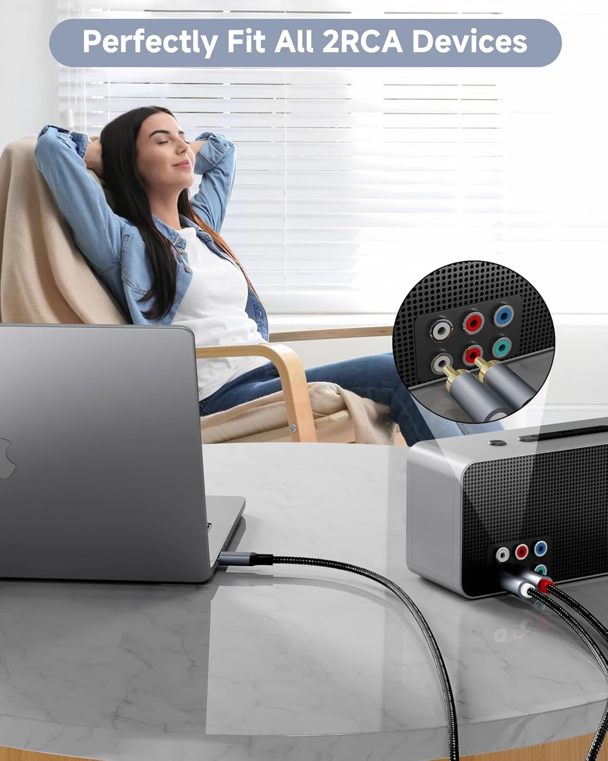ZOOAUX PRO 2RCA 17/16/15, S26,iPad, -4FT RCA to USB C Cable, USB C to RCA Audio Cable, Hi-Fi USB Type C to Male Jack