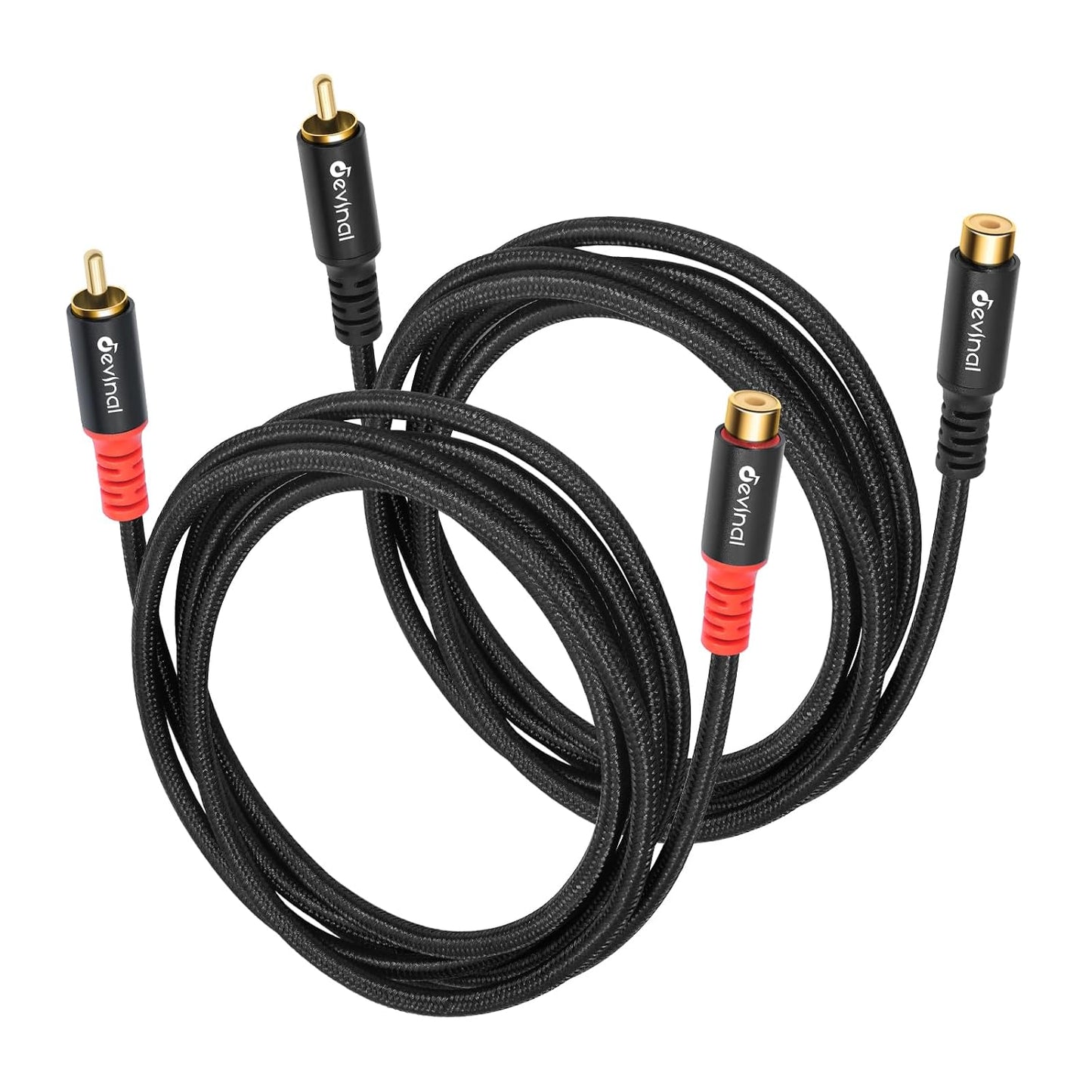 10ft/3m Devinal RCA Female to Male Extension Cable - Premium Audio Extender Cord for High Sound Quality & Durability