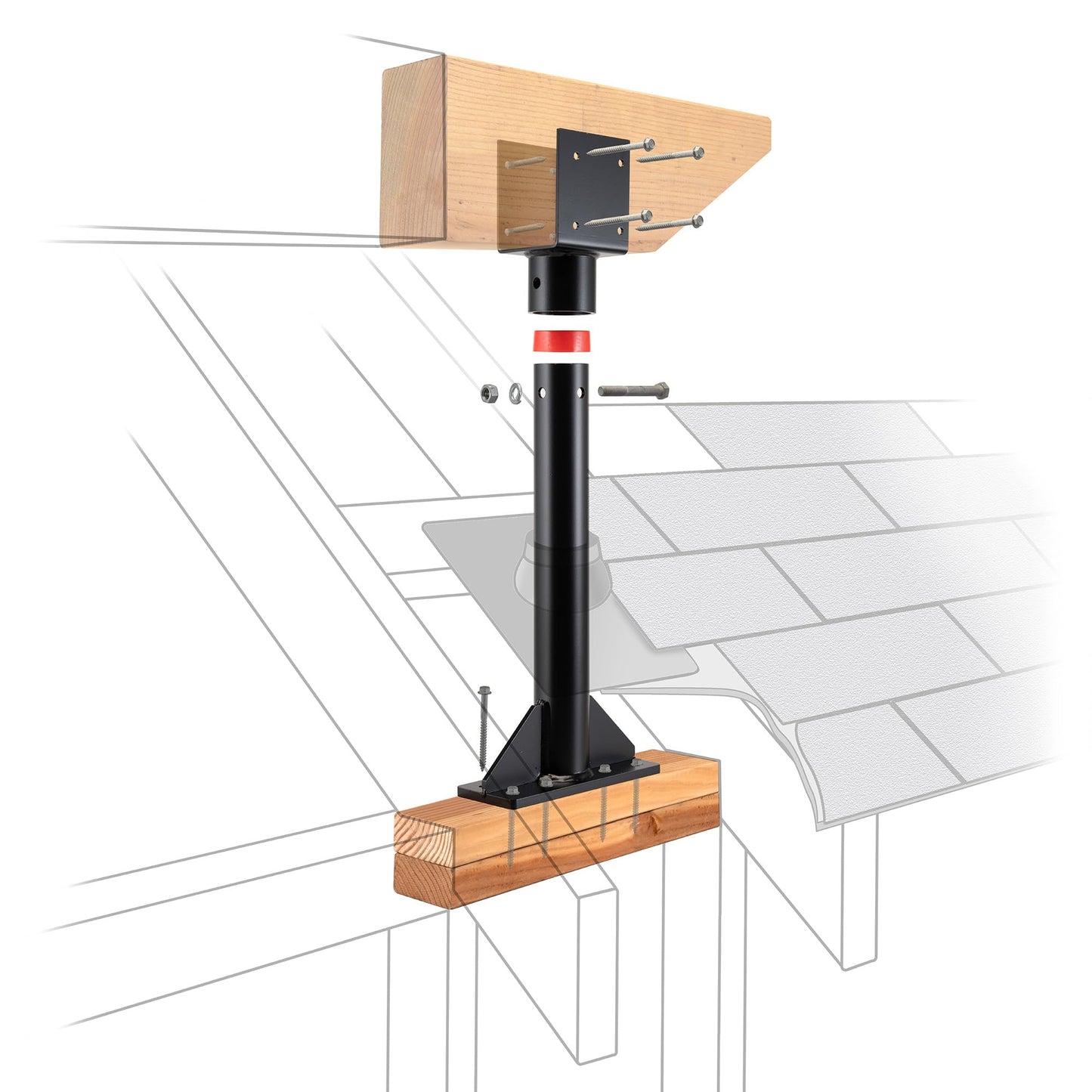 SkyLift 18" Riser, 3-1/2" Saddle, Heavy Duty, Black Roof Riser