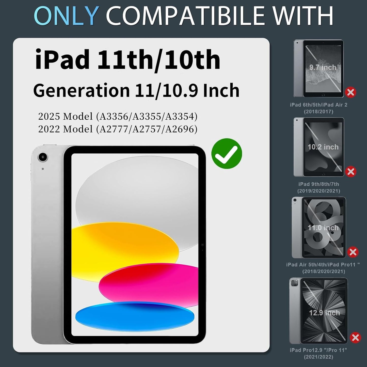 WESOROL CASE (A16) 11th/10th 11/10.9 Inch 2025/2022 10th 11th/10th for iPad Generation iPad Case Generation with Pencil