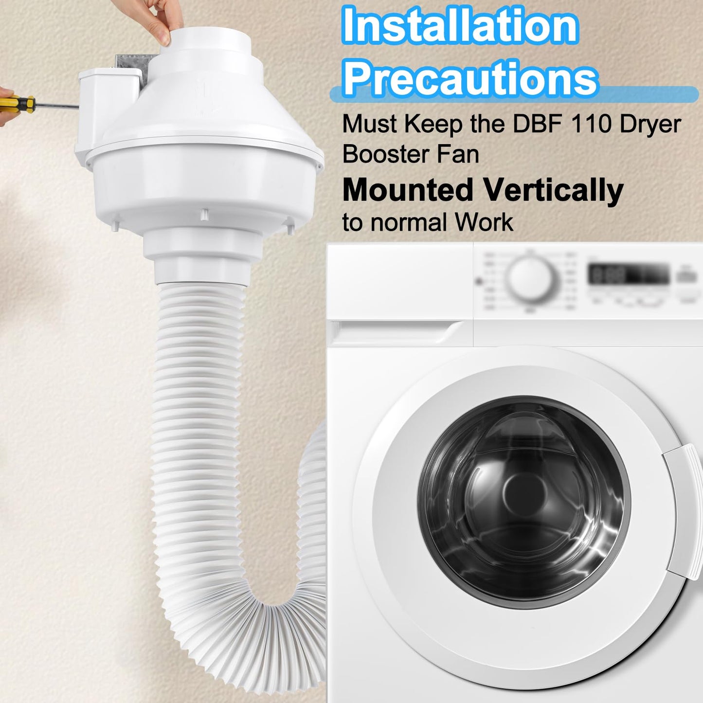 CONGKAILU Upgraded DBF 110 Dryer Booster Fan, Dryer Vent Booster Fan 4 Inch, 4” Dryer Vent Booster Exhaust Fan, 167 CFM