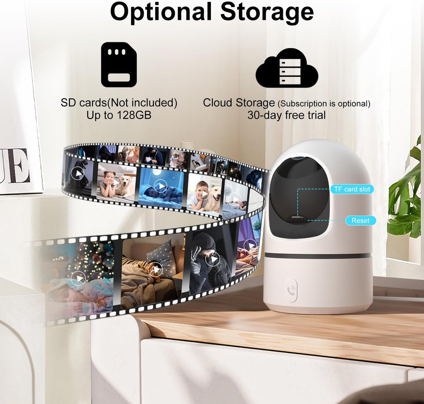 Camoon 2K 360 2.4Ghz Indoor Security Camera, WiFi Cameras for Home Security, Baby/Pet Camera with Phone App, One-Touch