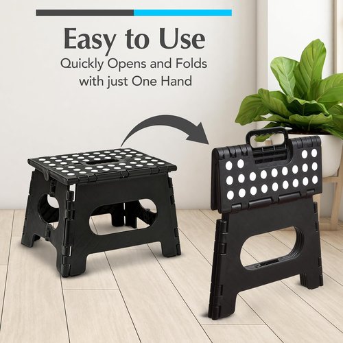 Handy Laundry Folding Step Stool - Lightweight & Sturdy for Adults and Kids - Easy One-Flip Design (Black | 2-Pack)