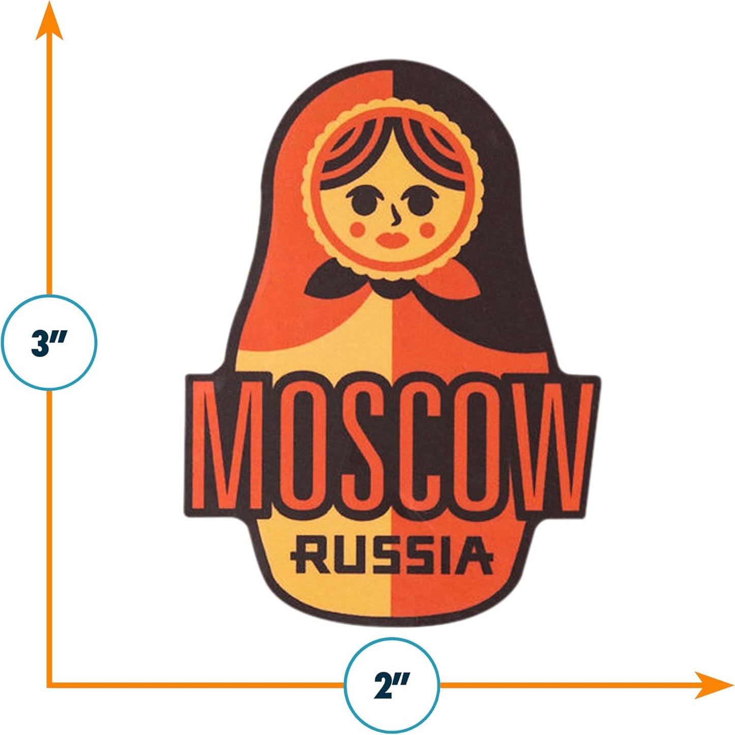 Vagabond Heart Moscow Sticker - Weatherproof Vinyl Russia Souvenir Decal - Nesting Russian Doll/Matryoshka